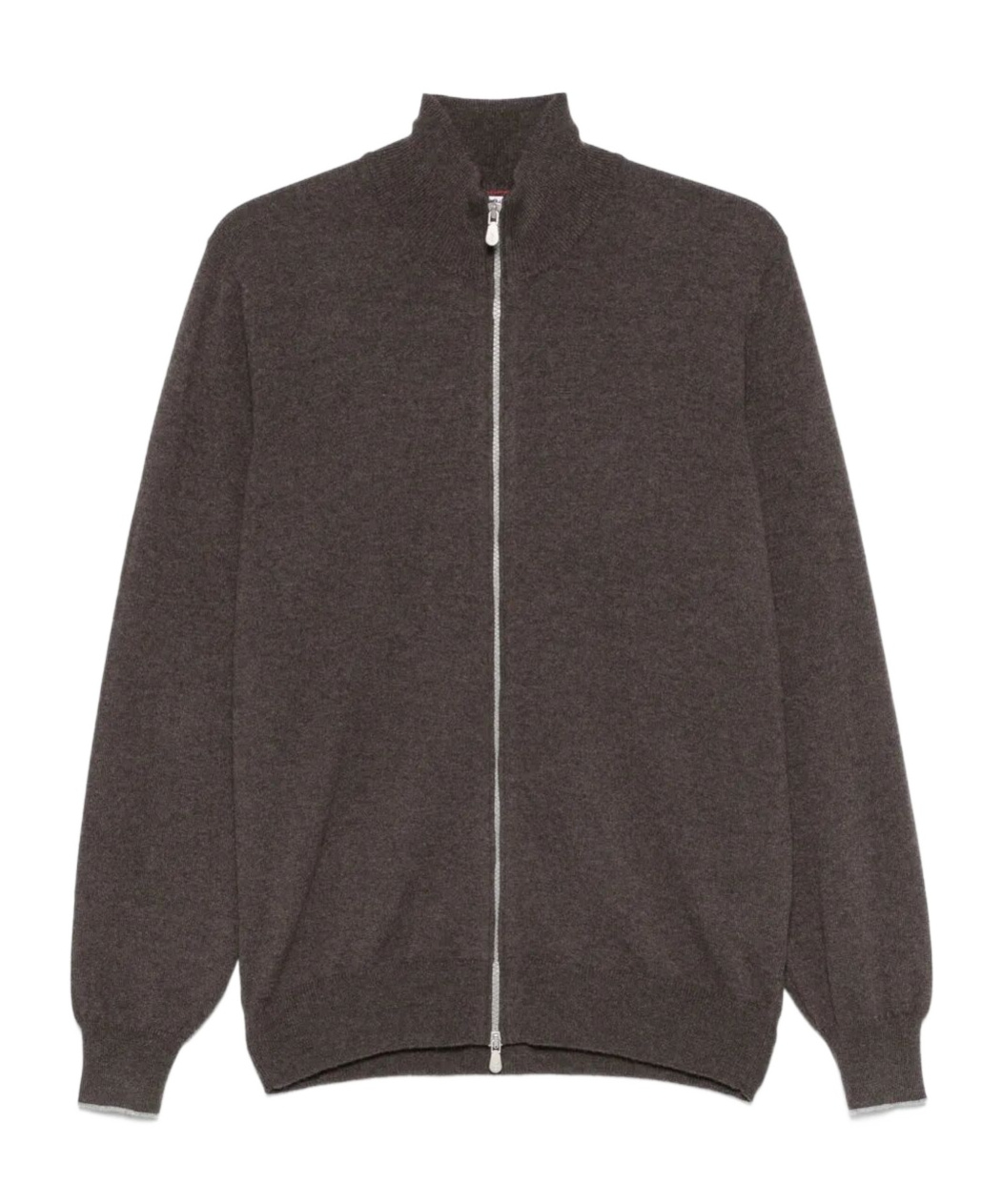 Brunello Cucinelli Full Zip Cashmere Cardigan In Brown