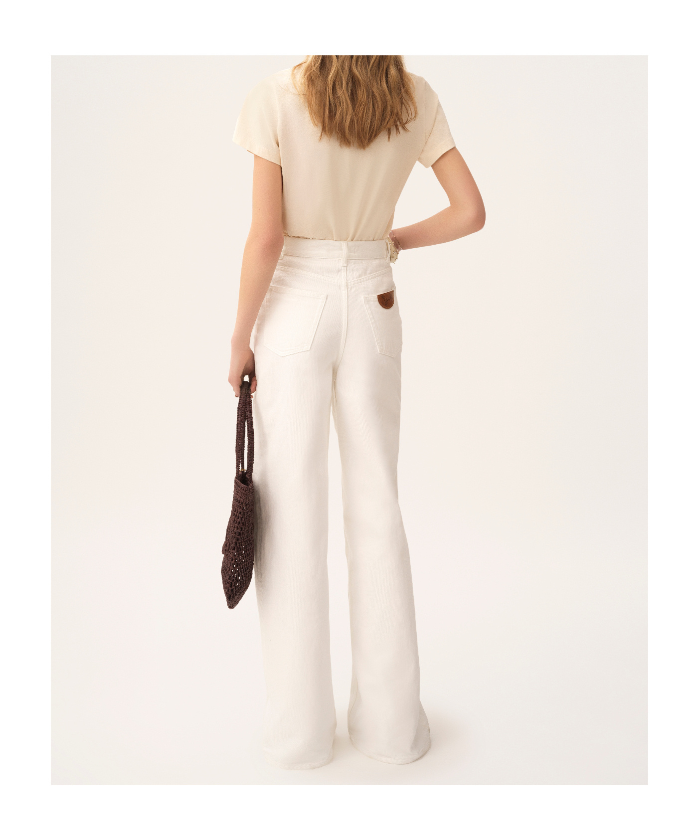 Chloé Pink Crewneck T-shirt With Maxi Logo Print On The Front In Cotton Woman In Neutral