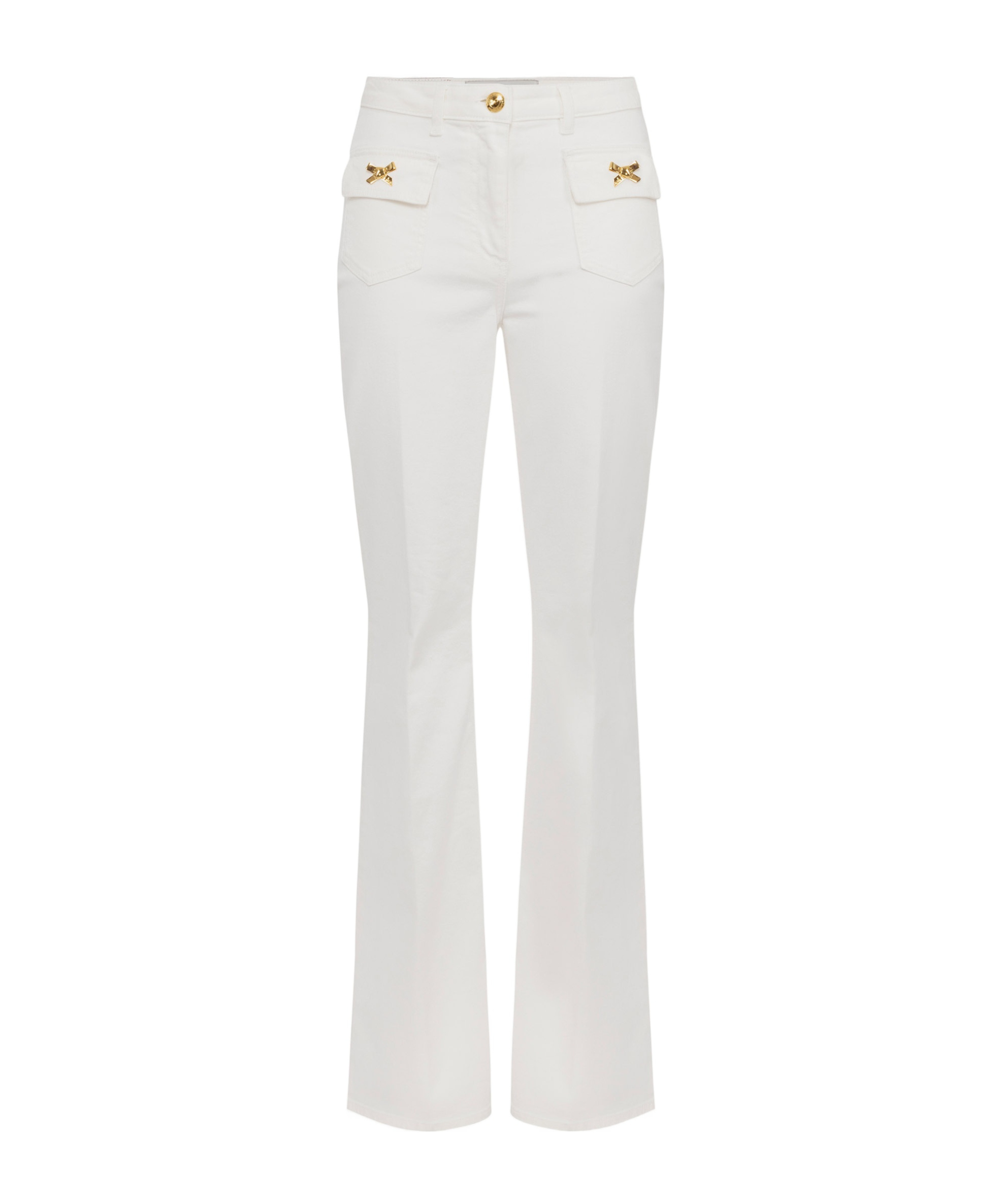 Elisabetta Franchi Jewelled Bows Trousers In White