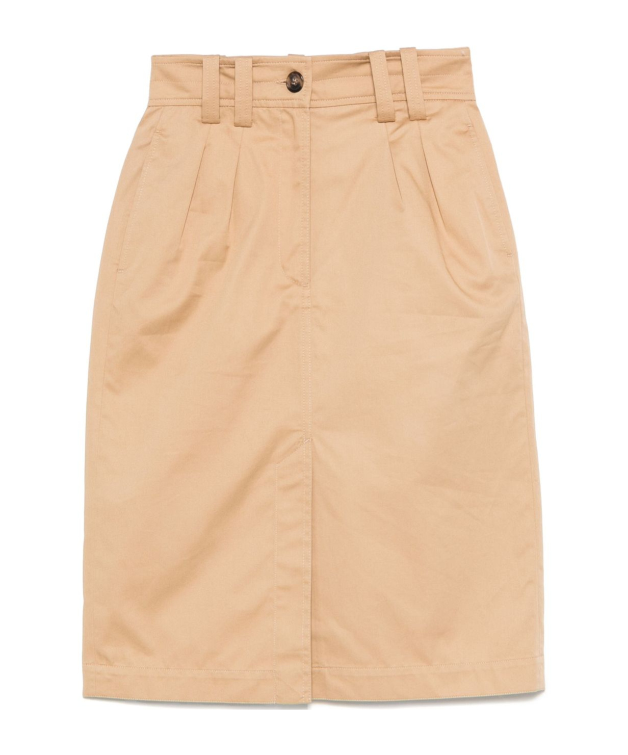 Apc Poplin Cotton Skirt Front Slit In Nude