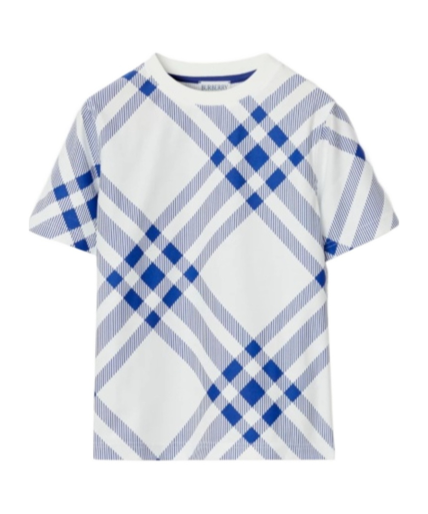 Burberry Checked Cotton T-shirt In White