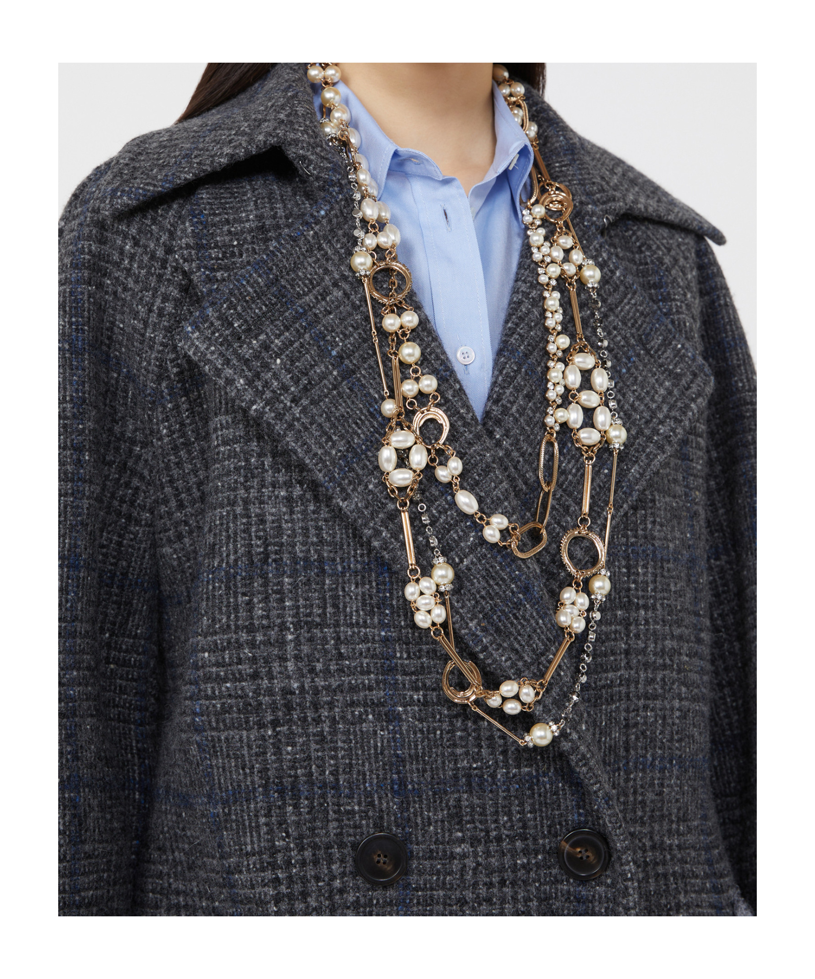 Weekend Max Mara Multistrand Necklace With Pearls In Yellow
