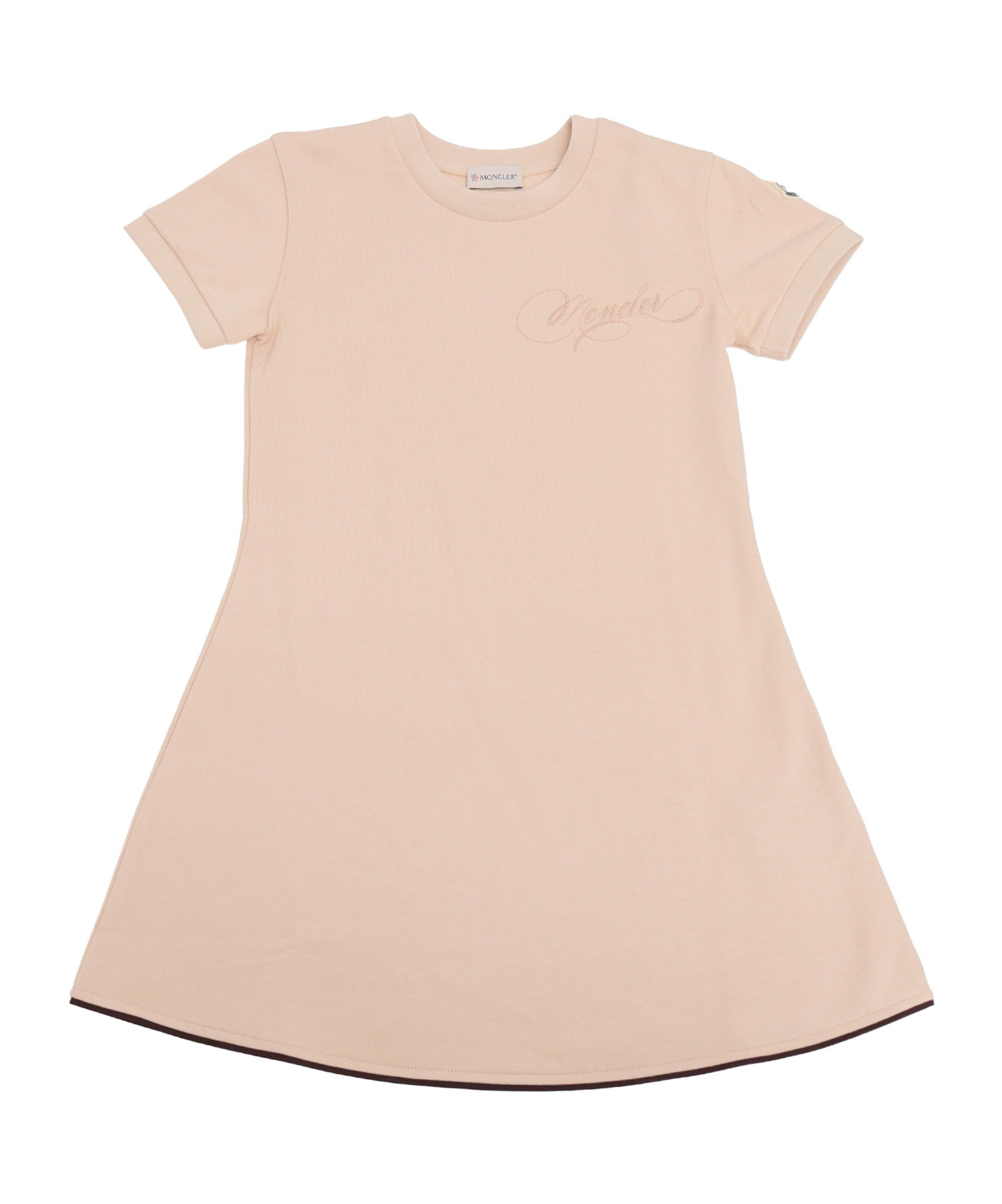 Moncler Short Sleeve Dress In Nude