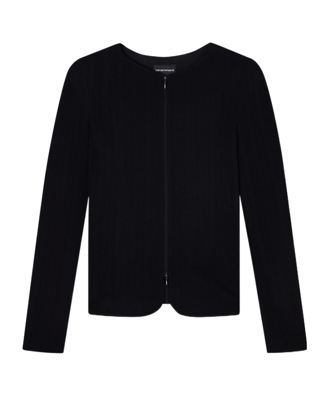 Emporio Armani Chevron Motif Jersey Zip-up Jacket In Black