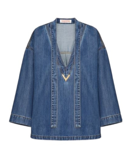Shop Valentino Blue Medio Denim Kaftan