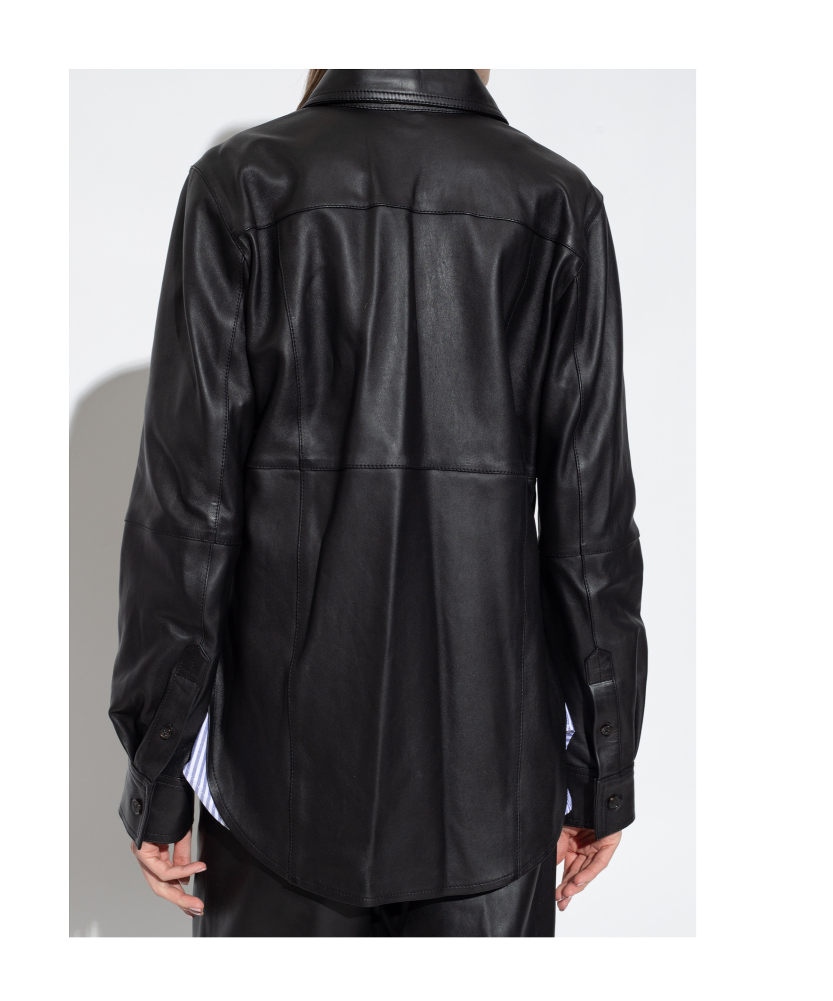Totême Panelled Leather Shirt In Black