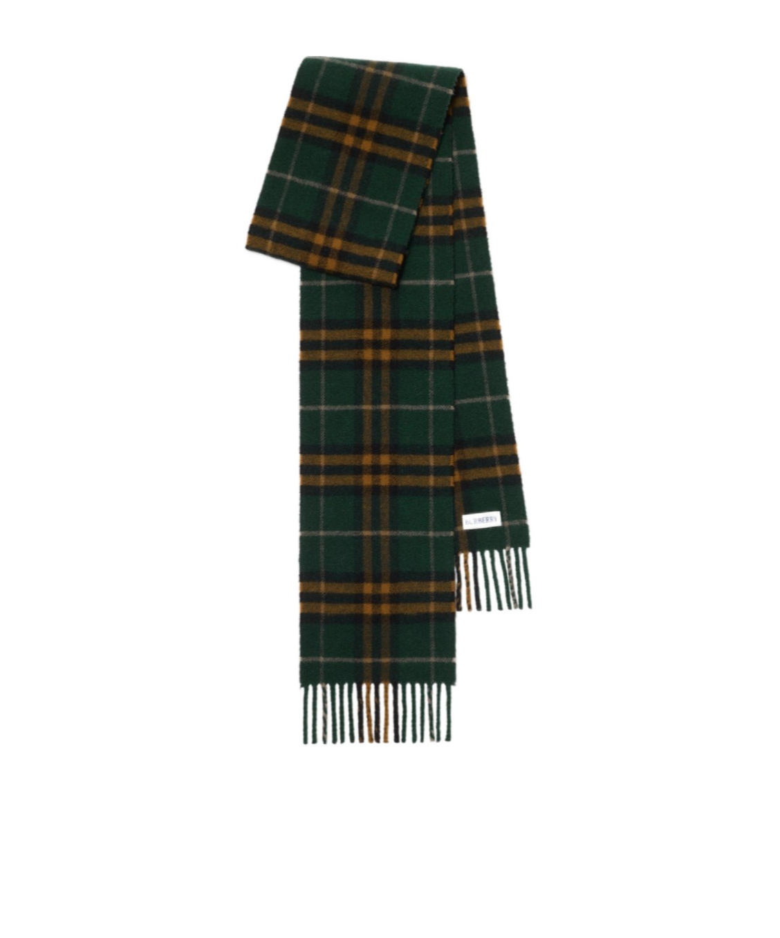 Burberry Narrow Check Cashmere Scarf In Green