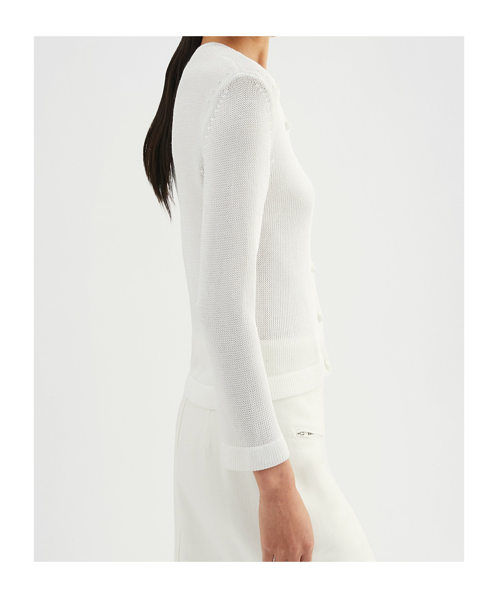 Jil Sander Women's Chaqueta Punto Flor Crudo | Size De36 | J03hp0018j18344103 In Piuma