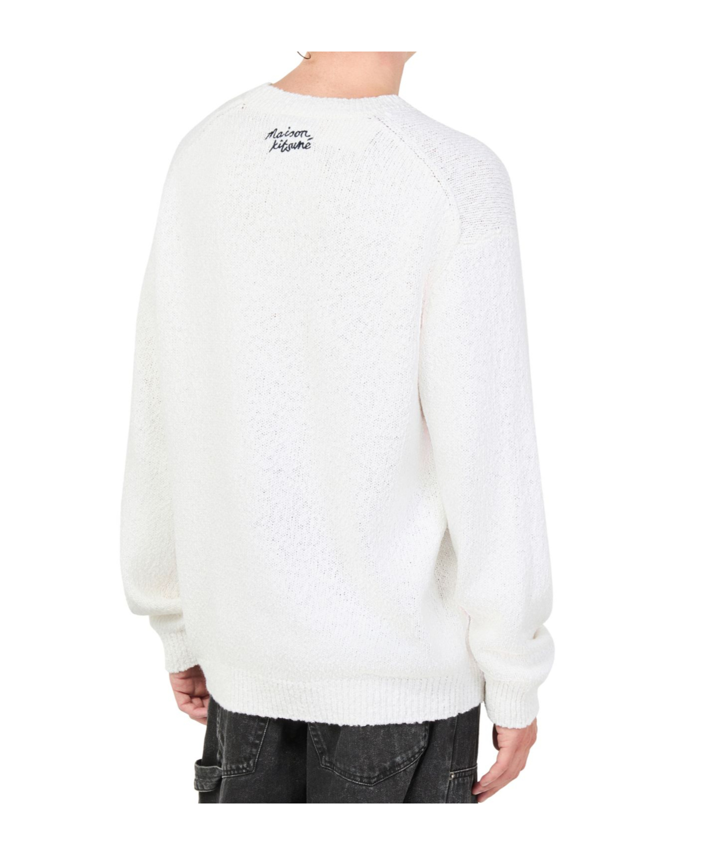 Shop Maison Kitsuné Abstract Daisy Intarsia Sweater In White