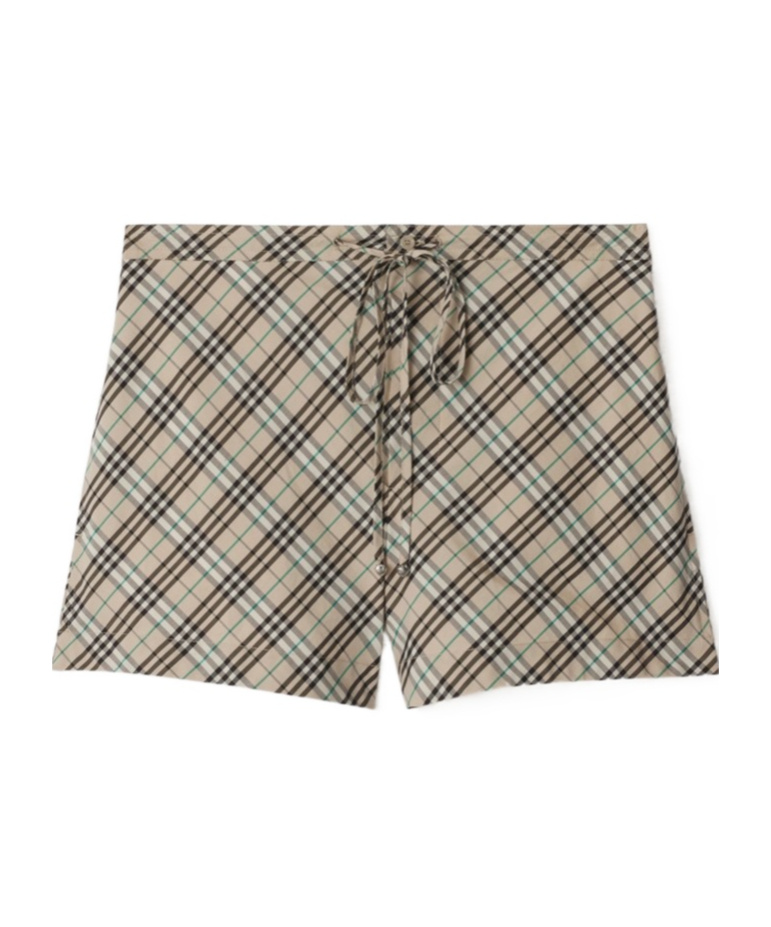 Burberry Beige Check Cotton Pyjama Shorts In Nude