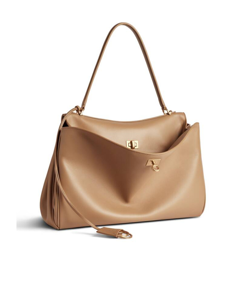 Balenciaga Rodeo Medium Leather Top-handle Bag In Nude