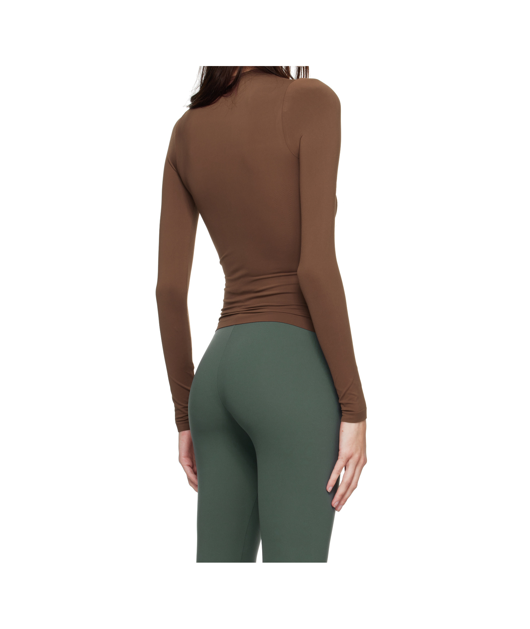 Skims Brown Soft Smoothing Seamless Long Sleeve T-shirt In Brown