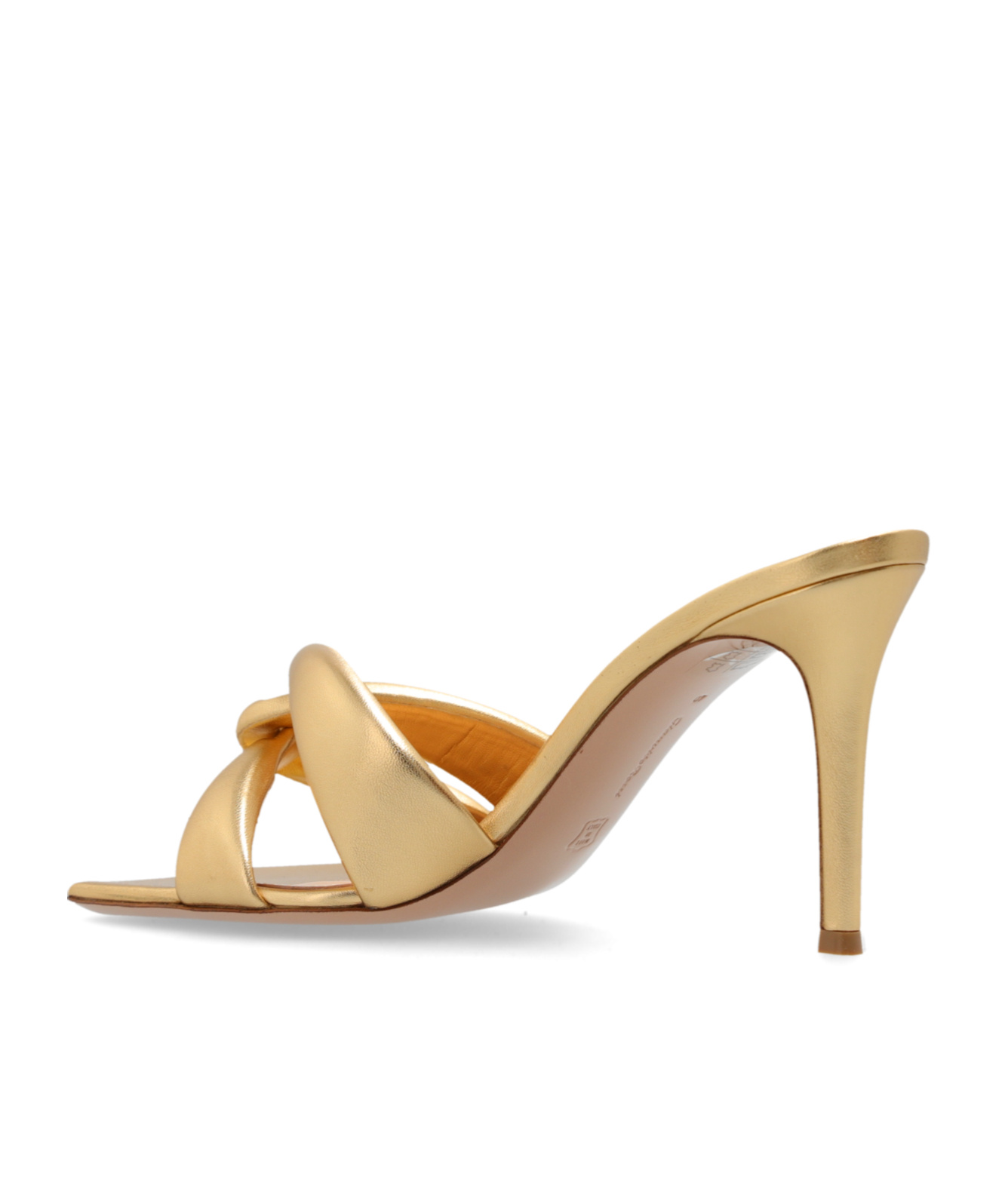 Gianvito Rossi Love Knot Metallic Square Toe Mules In Nude