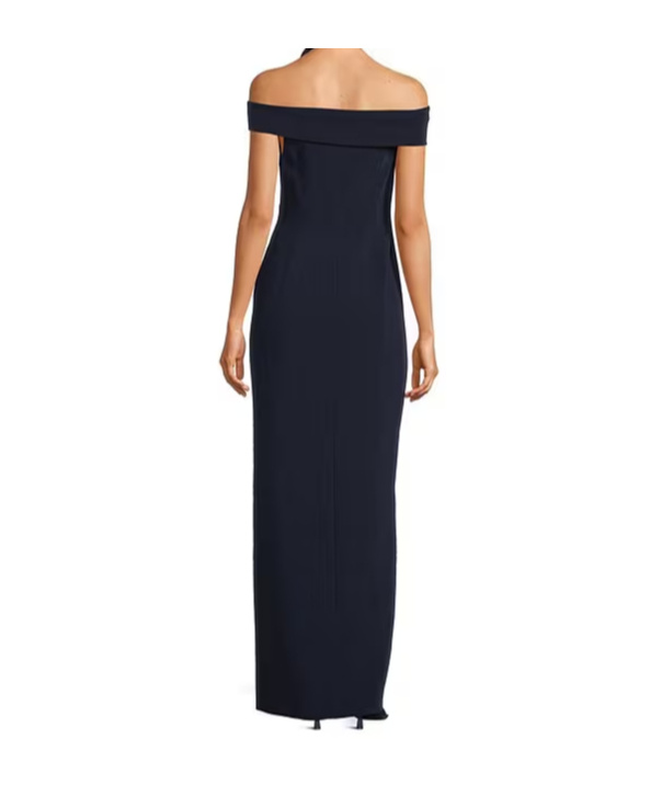 Ralph Lauren Off-shoulder Split Dress In Blue