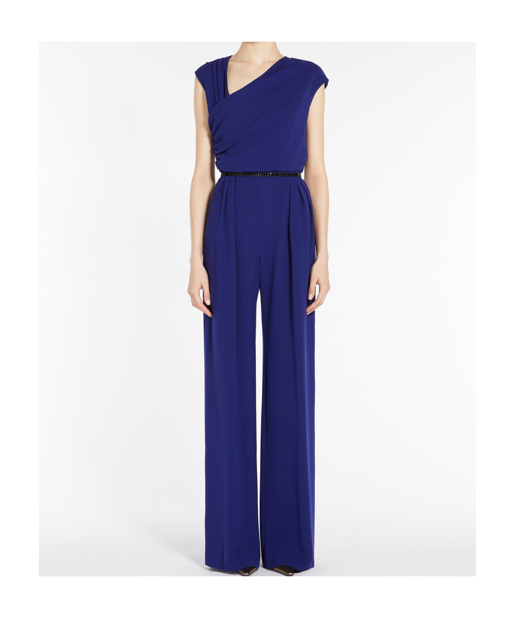 Max Mara Draped Jumpsuit In Blue