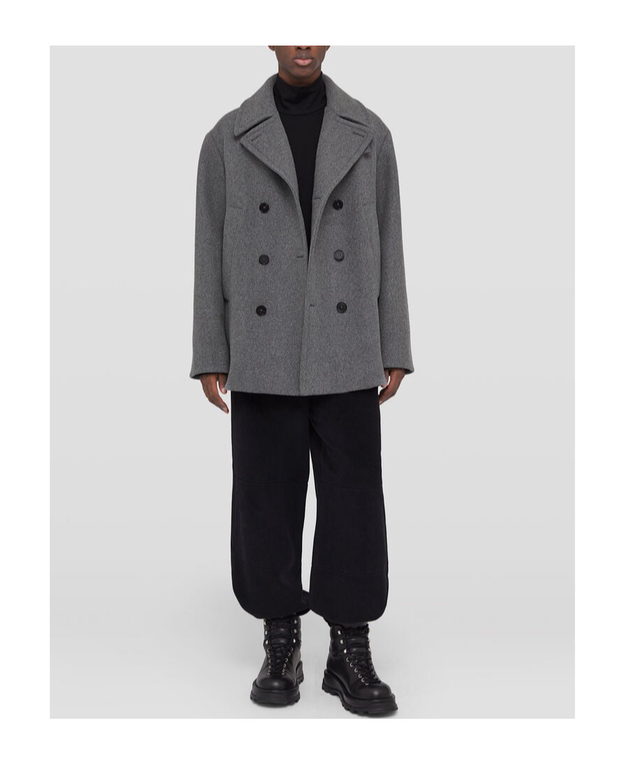 Jil Sander Men's Double-breasted Peacoat In Gray