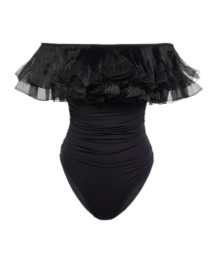 Giambattista Valli Ruffle-trimmed Swimsuit In Black