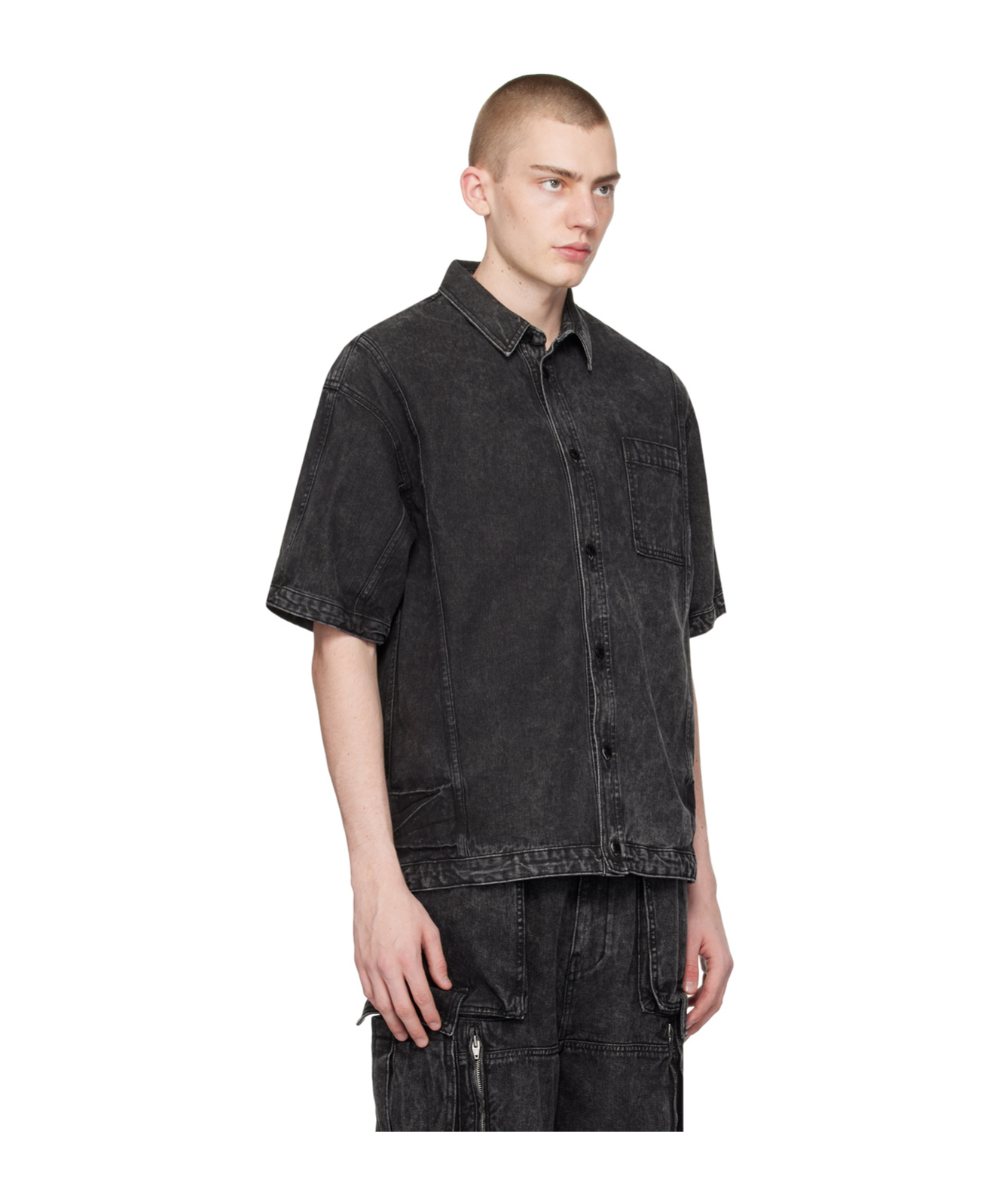 Juunj Black Faded Denim Shirt In Black
