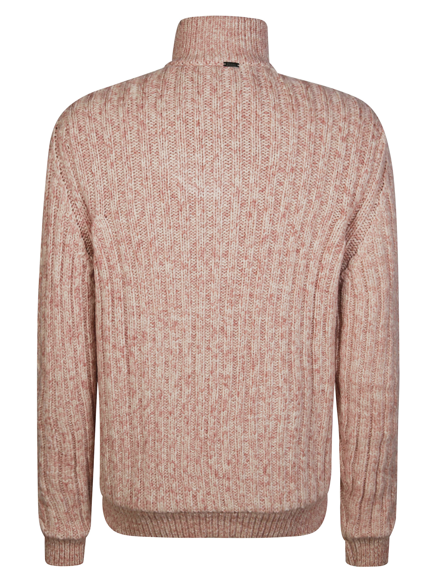 Herno Cable-knit And Ribbed Zip-up Cardigan In Pink