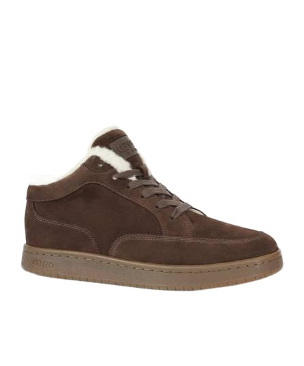 Kenzo '-dome' Sneakers In Suede And Shearling In Brown