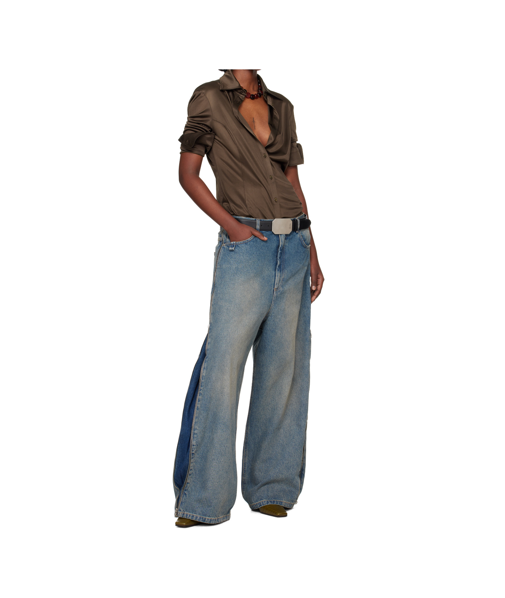 Lu'u Dan Blue Side Zip Jeans In Blue
