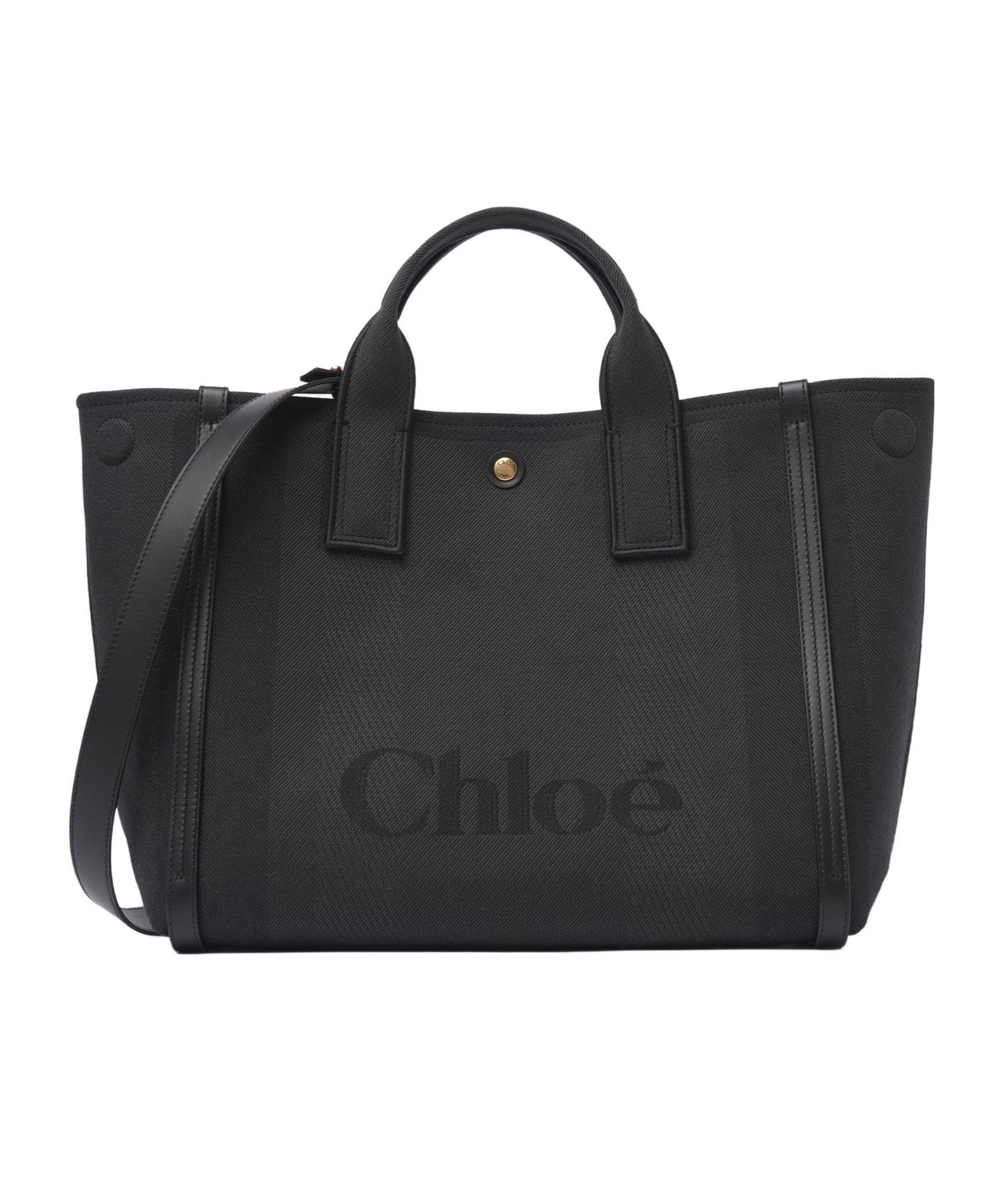 Chloé Carry Tote Bag In Canvas In Black
