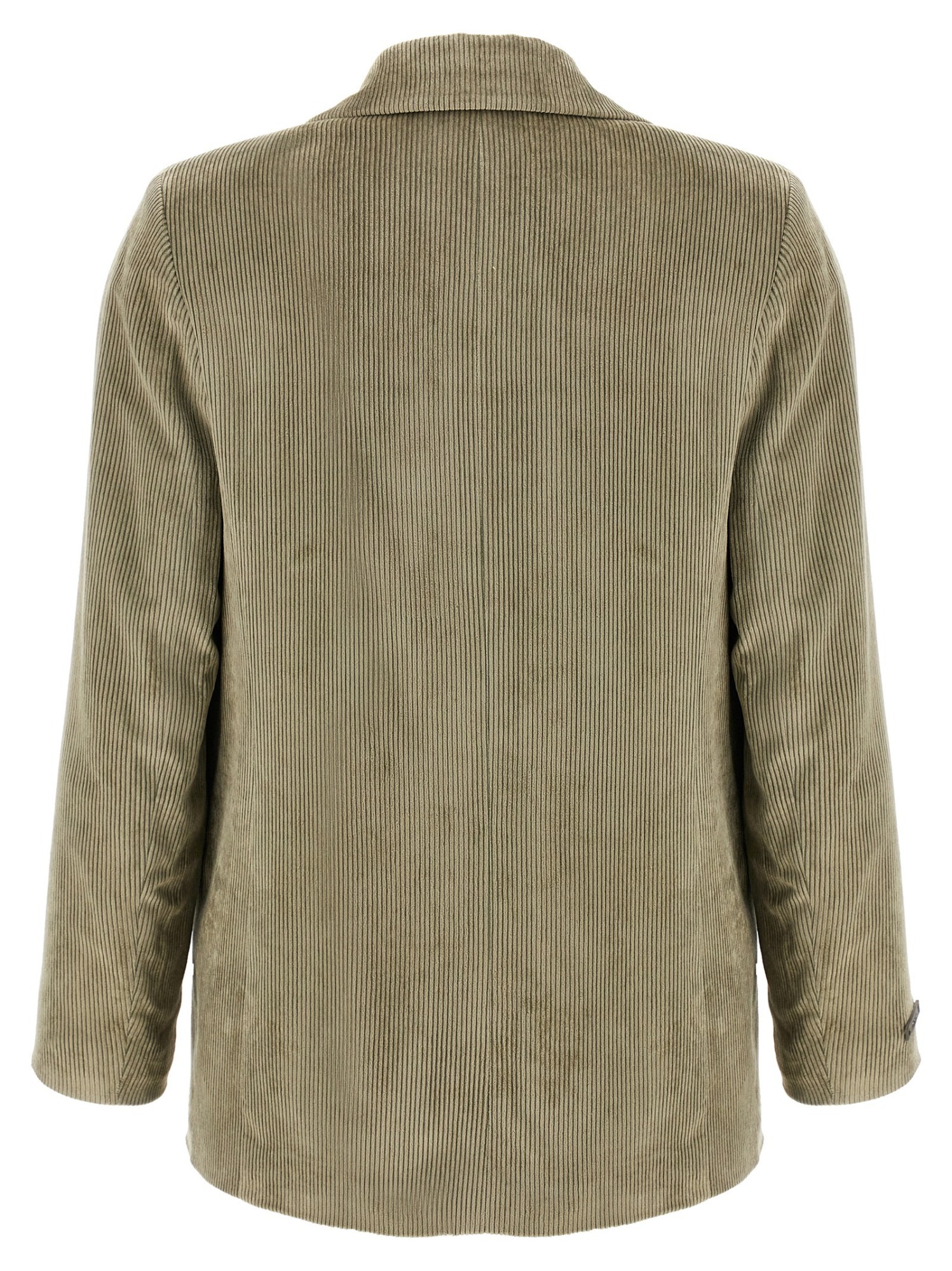 Peserico Ribbed Velvet Blazer With Flap Pockets In Green