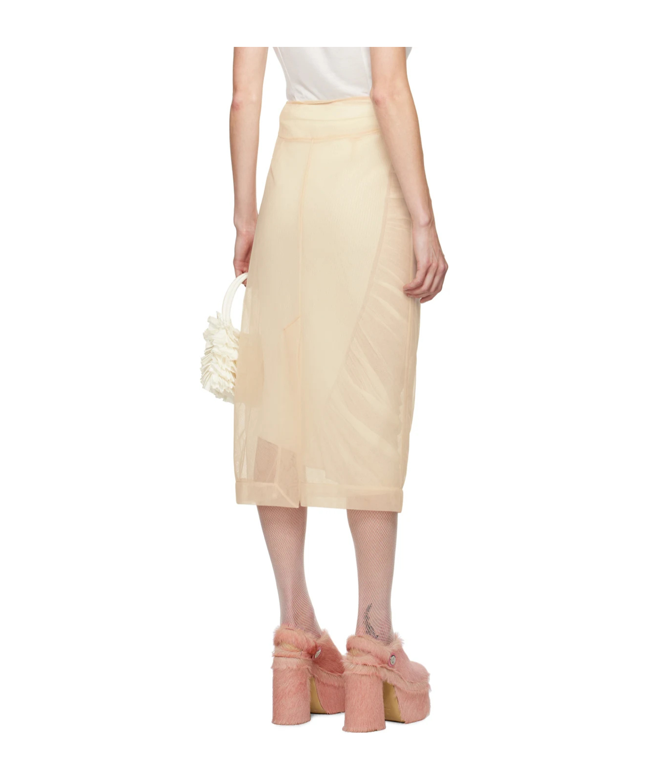 Simone Rocha Beige Pencil Midi Skirt In Nude