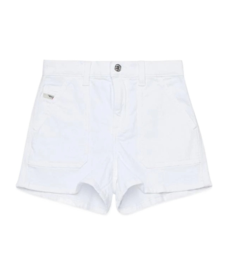 Diesel Kids Logo Patch Denim Shorts In White