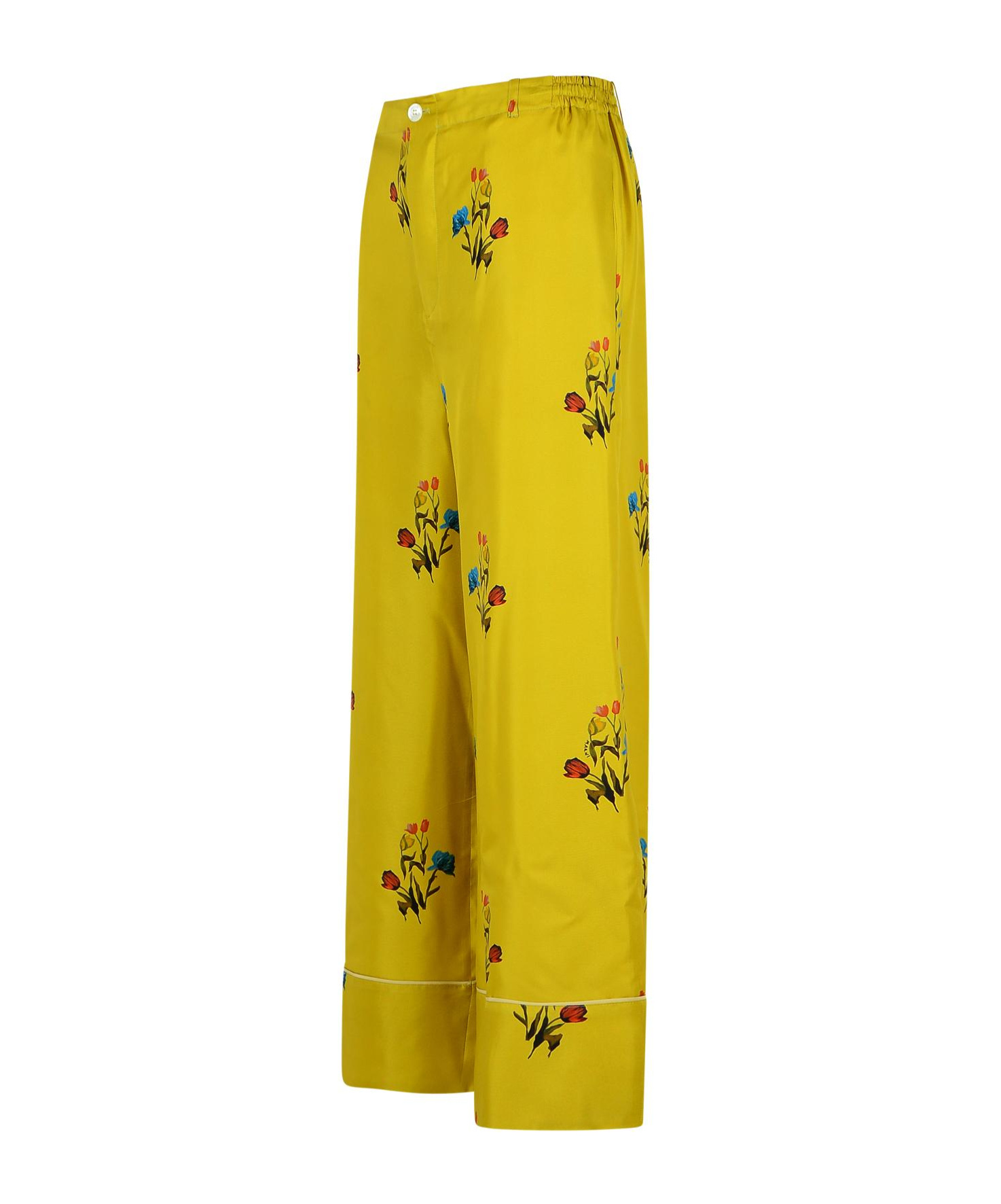 Marni Floral-print Elastic-waistband Straight Trousers In Yellow