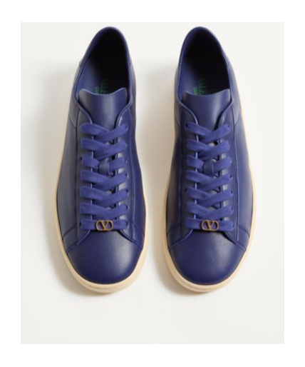 Valentino Royco Leather Sneakers With Rubber Sole In Blue