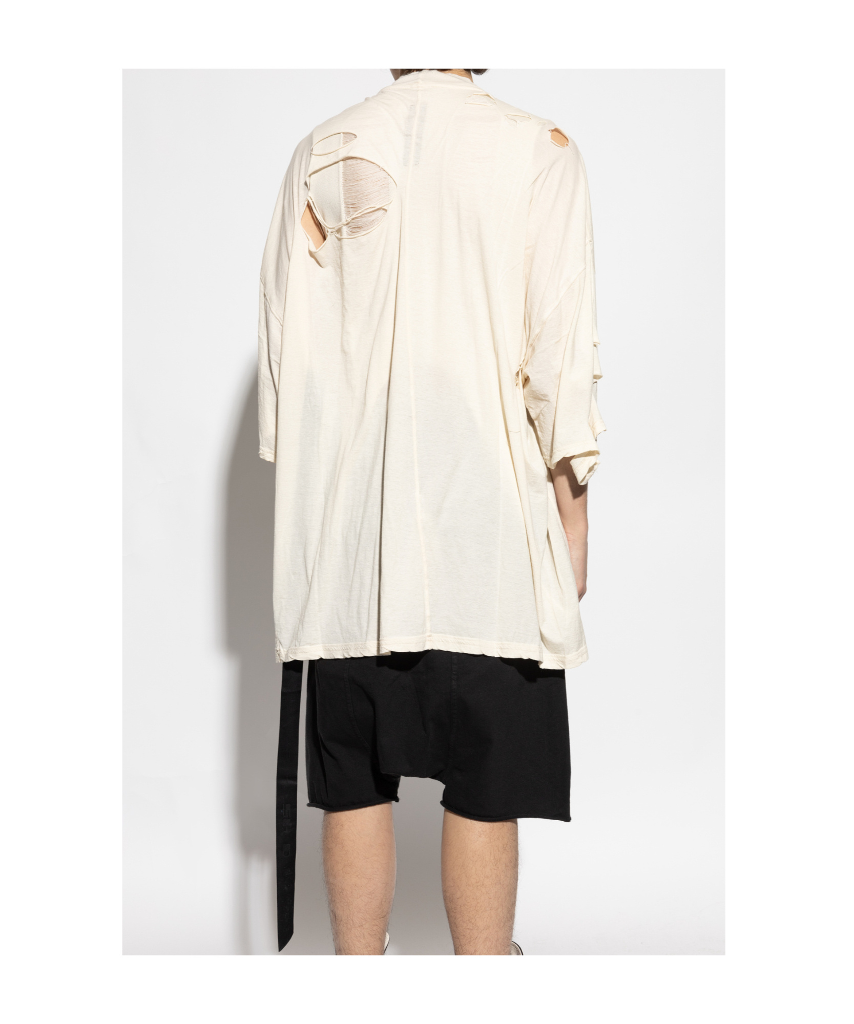Rick Owens Drkshdw T-shirt With Broken Holes In White