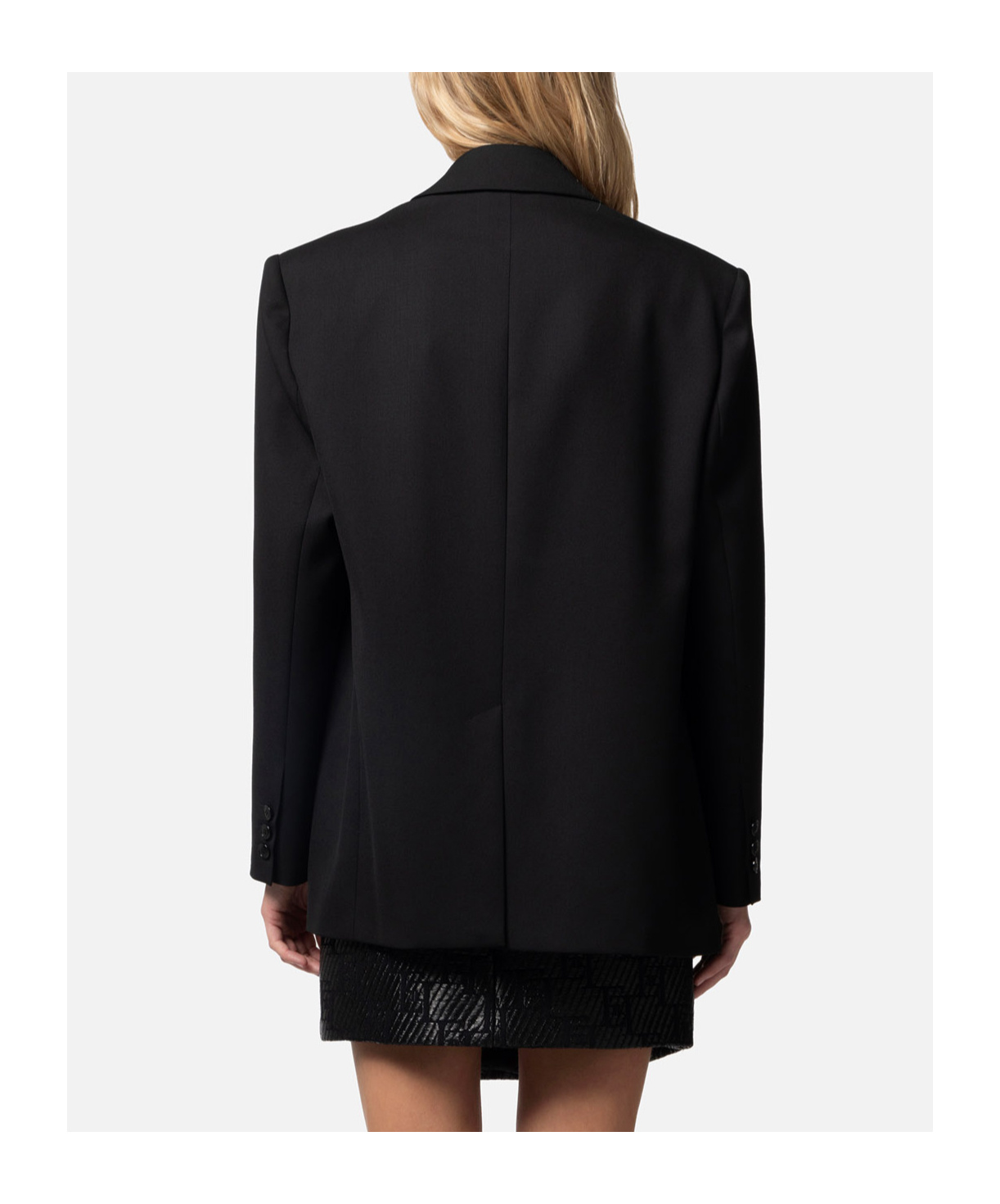 Elisabetta Franchi Single-breasted Virgin Wool Blazer In Black