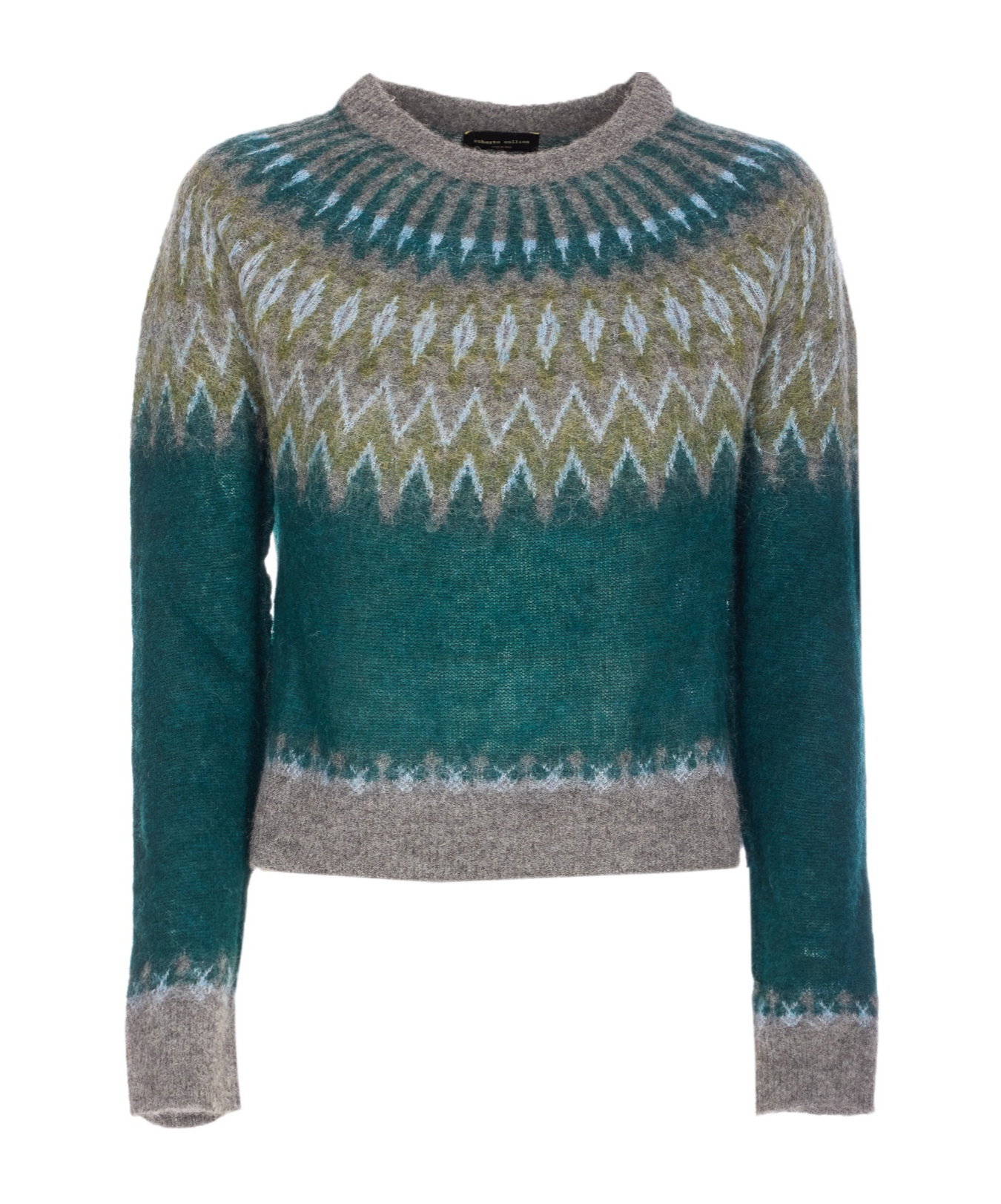 Roberto Collina Geometric Knitwear With Crew Neck And Long Sleeves In Green