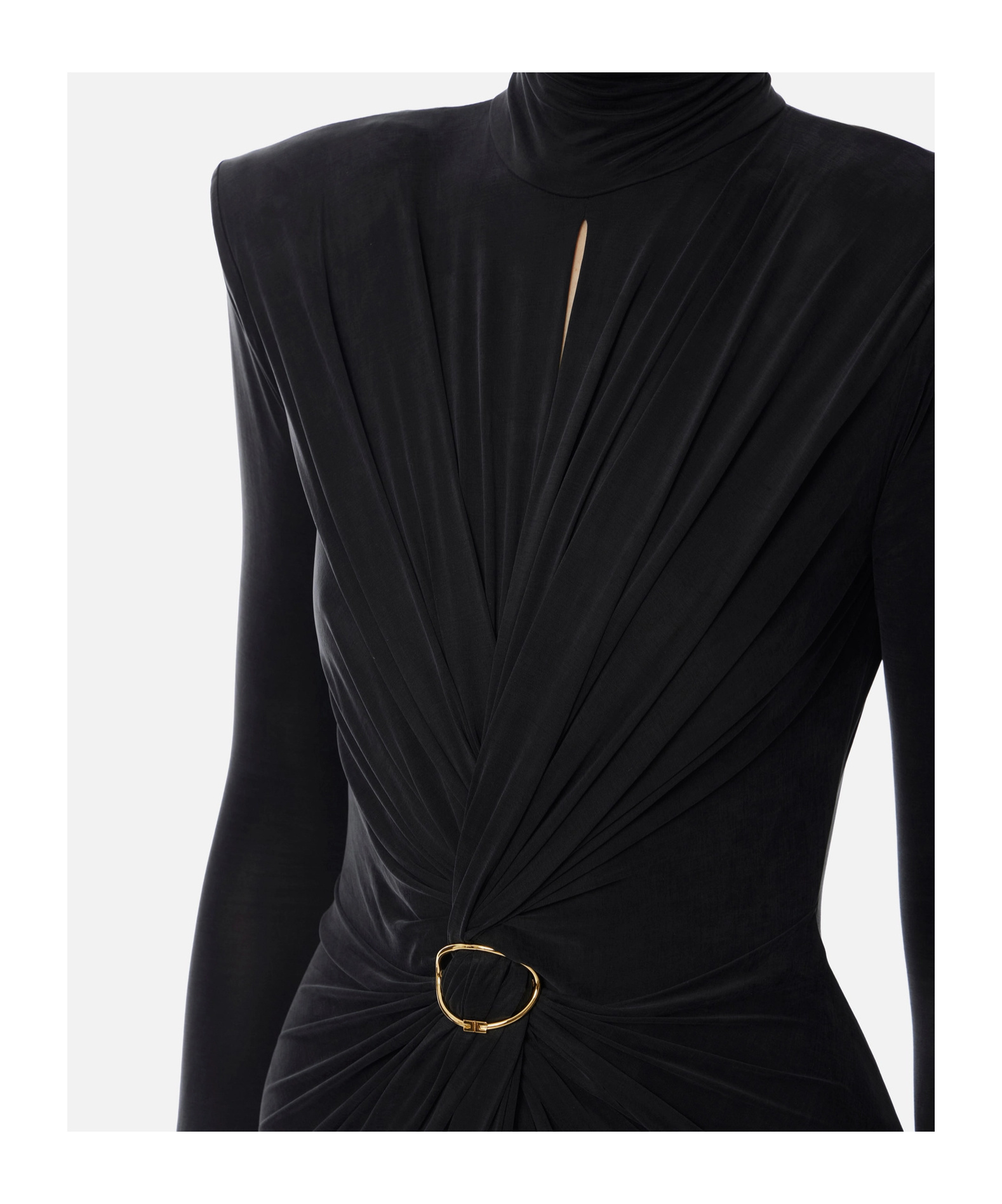 Elisabetta Franchi Red Carpet Dress With Drapes In Black