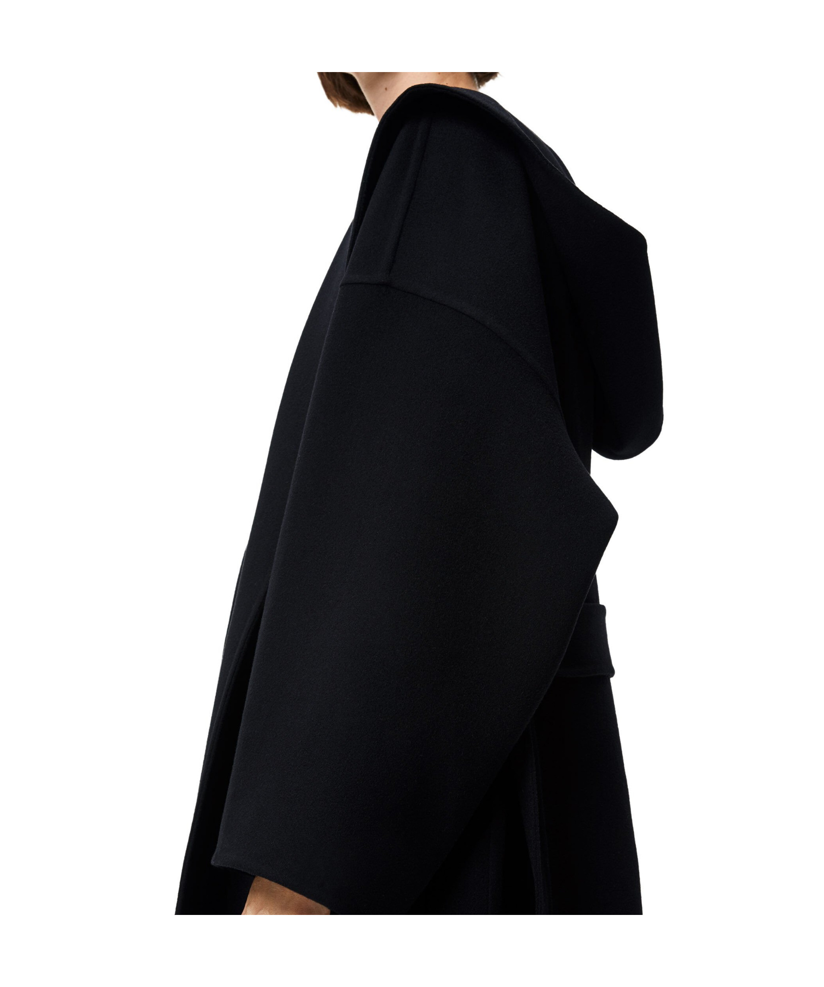 Loewe Micro-label Wool Coat In Black