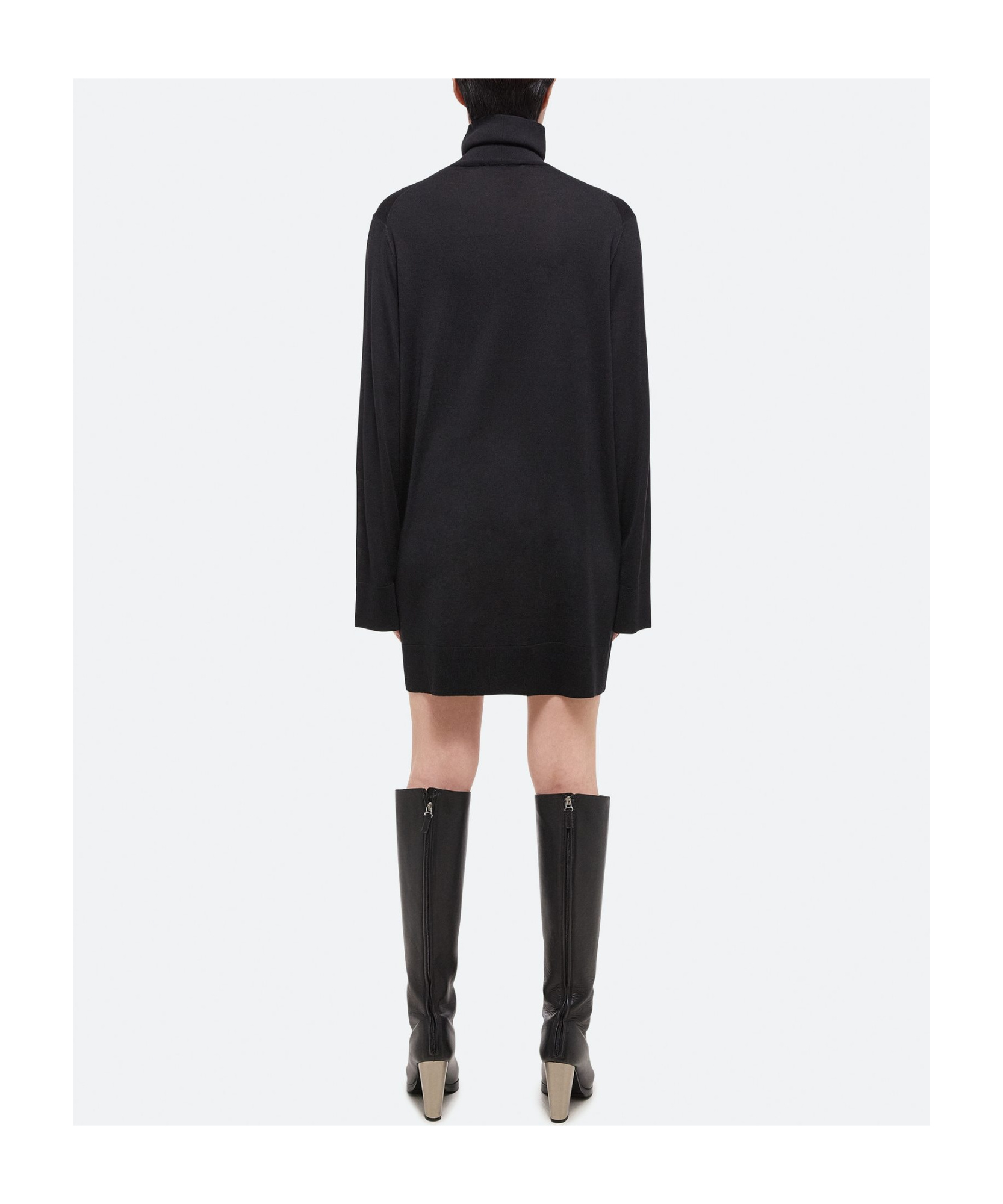 HELMUT LANG ROLL-NECK WOOL-BLEND MINIDRESS