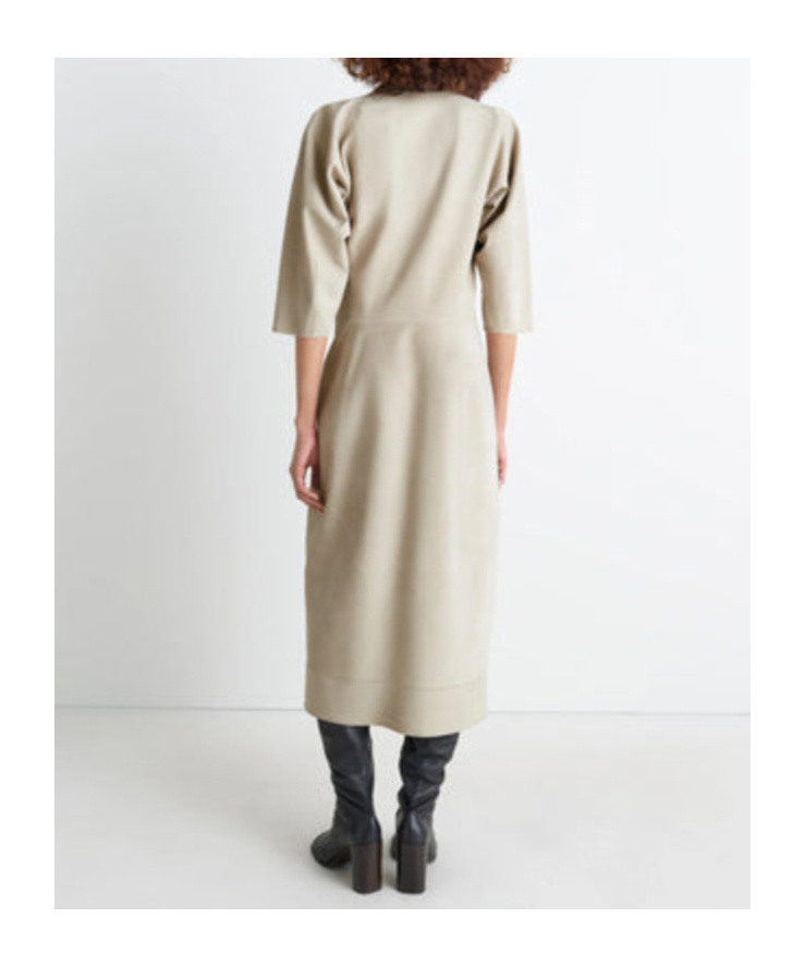 Lemaire Draped V-neck Midi Dress In Gray