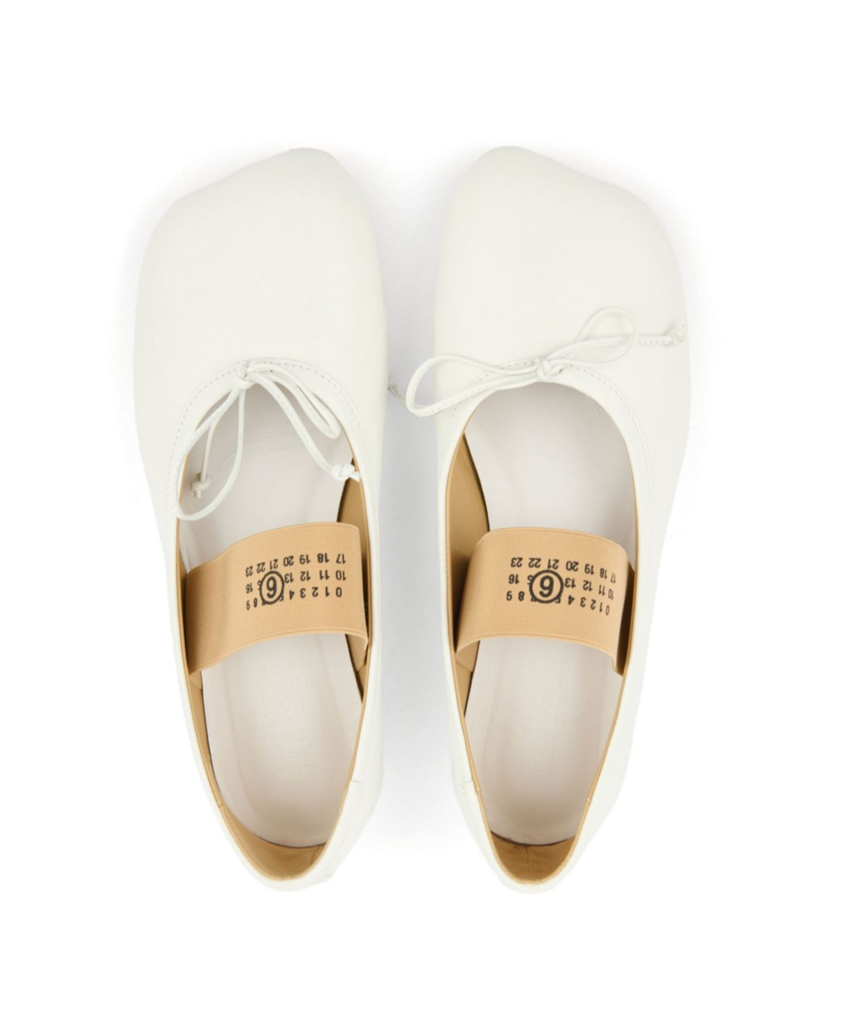 Mm6 Maison Margiela Ballerina Square Toe Bow Detail In White