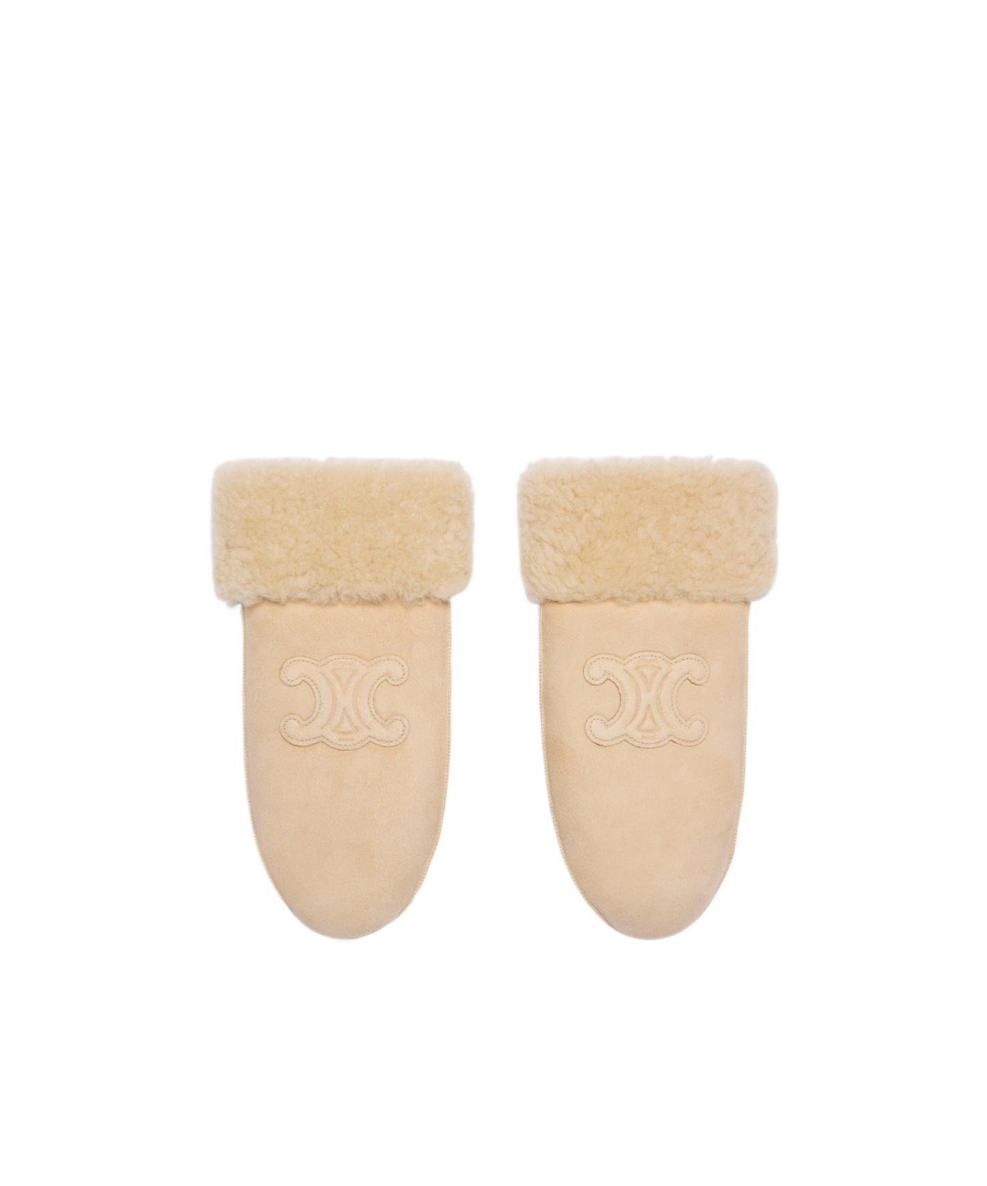 Celine Triomphe Wool Gloves In Nude