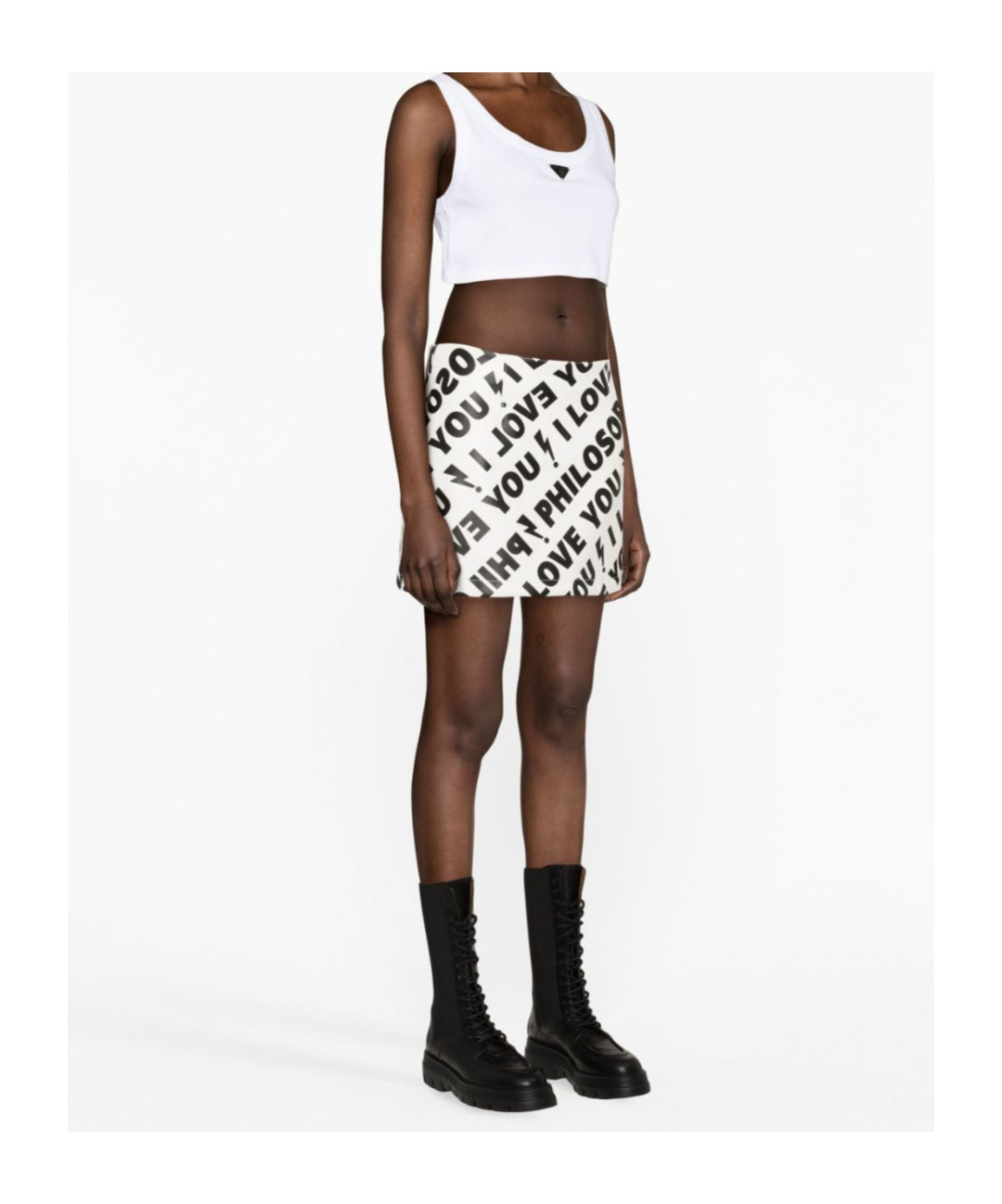 Philosophy Di Lorenzo Serafini Stunning White All Over Print Mini Skirt For Women In Yellow