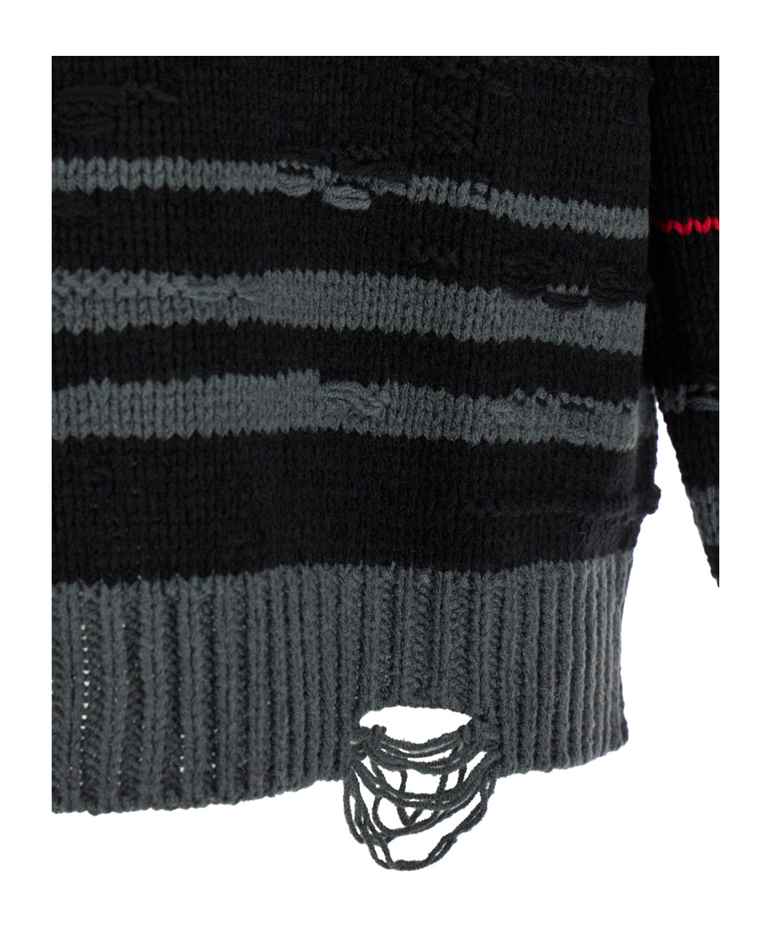 Juunj Multicolor Striped Sweater With Used Effect In Black