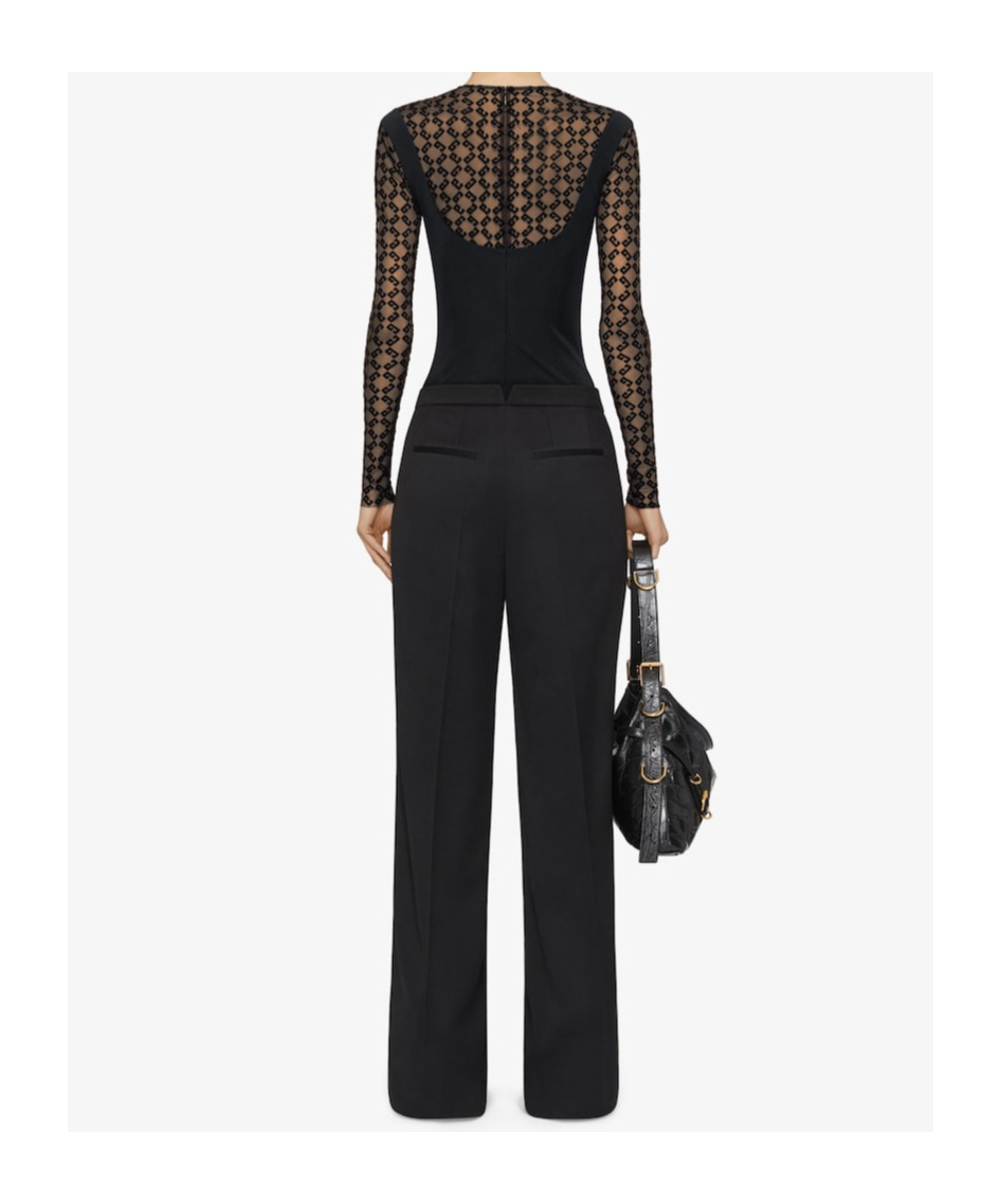 Givenchy Slim Fit Top In Jersey And Monogram 72 Tulle In Black