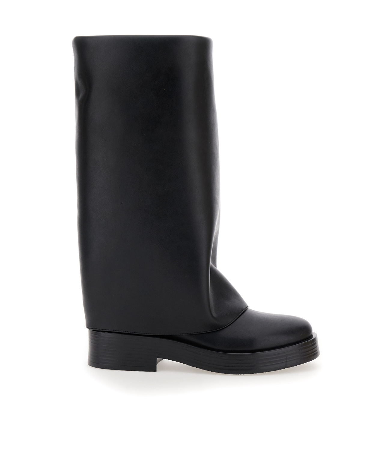 Casadei Layered Detail Leather Boots For Women In Black