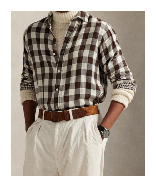 Polo Ralph Lauren Button-down Collar Logo-embroidered Checked Cotton Shirt In Brown