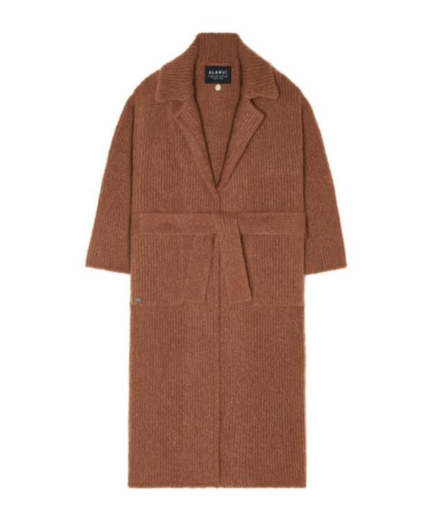 Alanui Ribbed Belted Coat In Brown