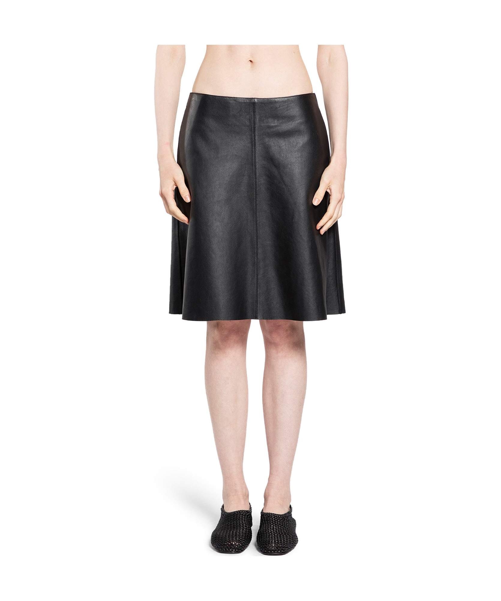 Totême Leather A-line Skirt In Black