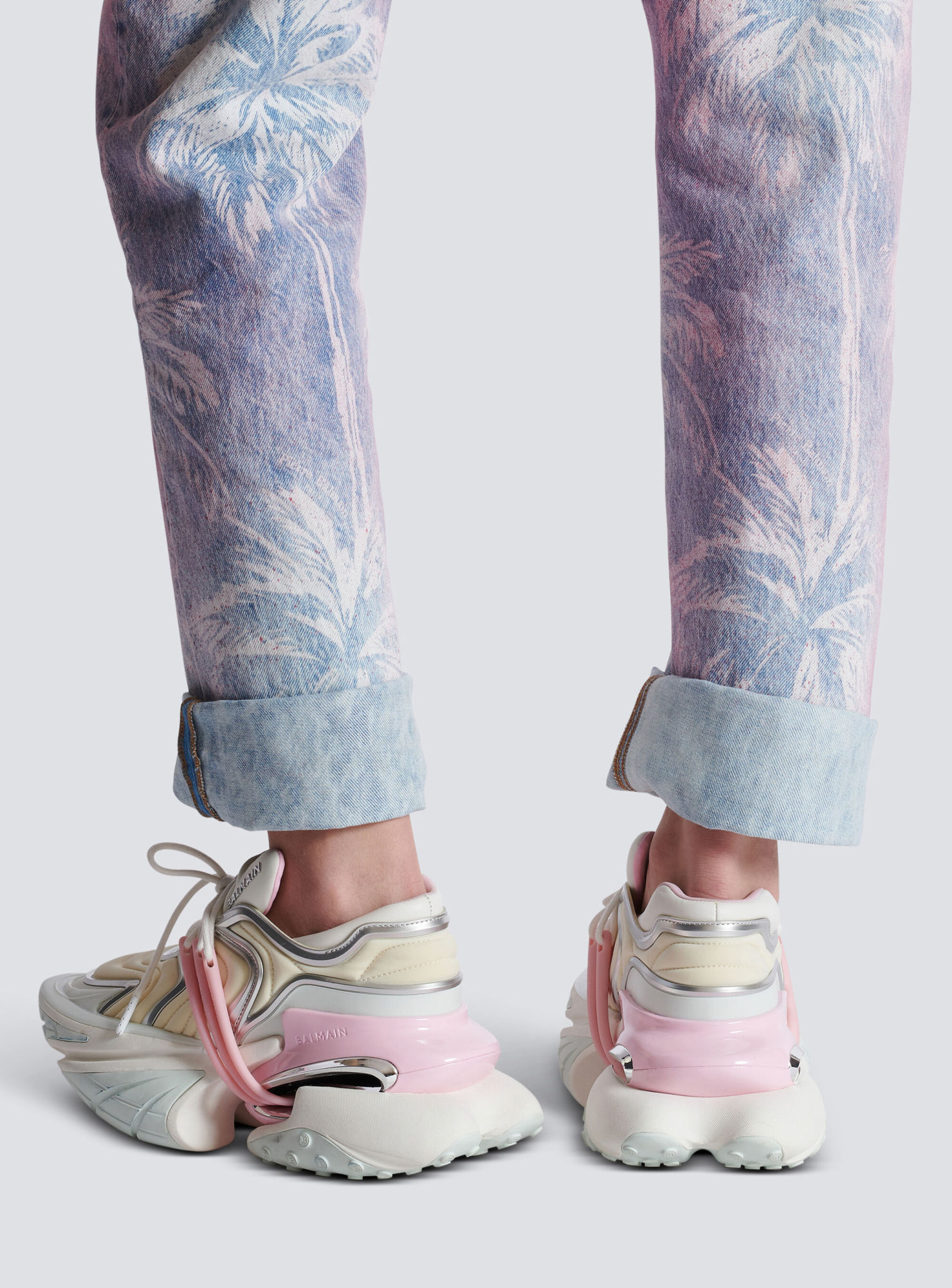 Shop Balmain Unicorn Wave Trainers In Neoprene And Calfskin In Nude