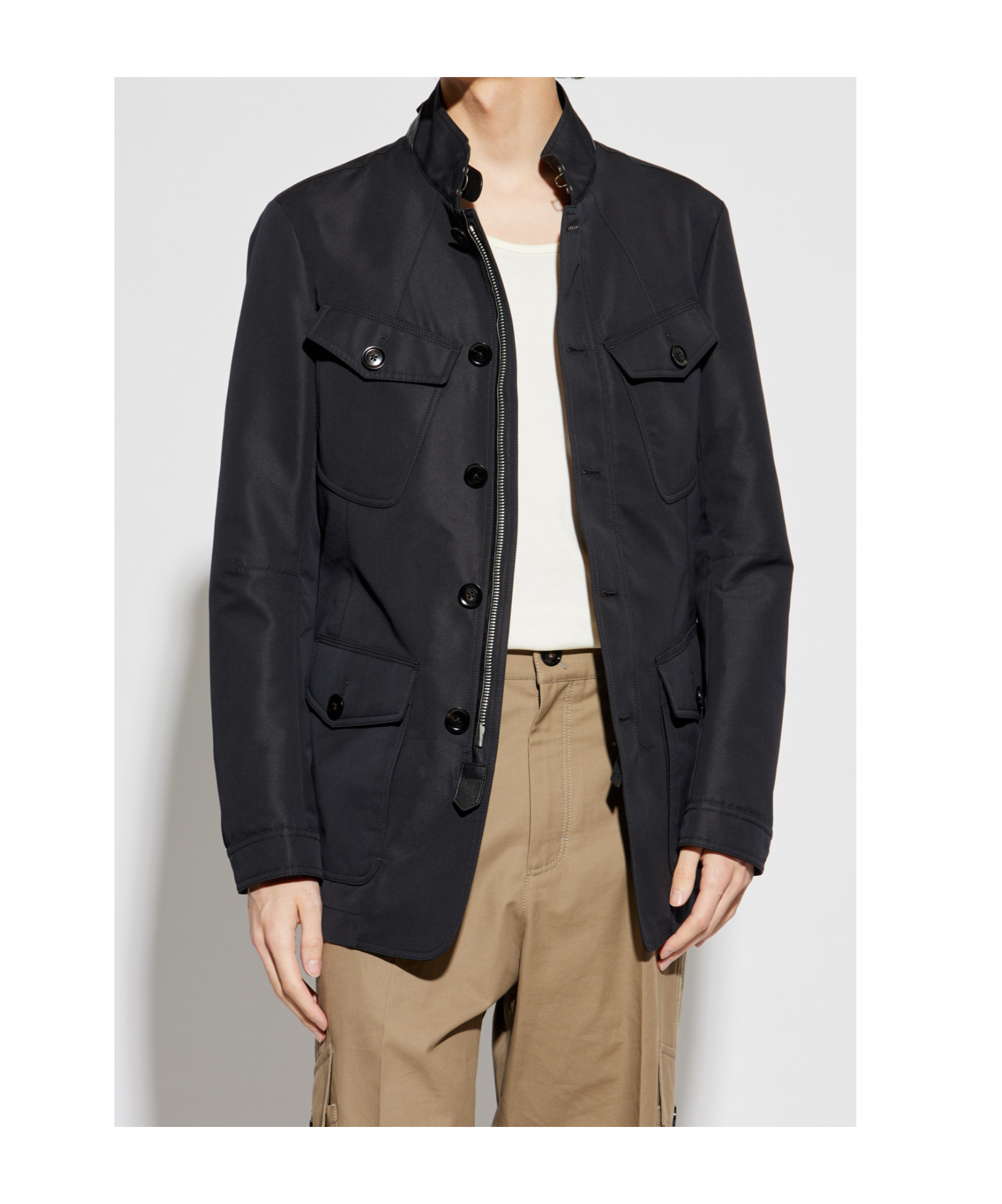 Tom Ford Stand Collar Jacket In Black