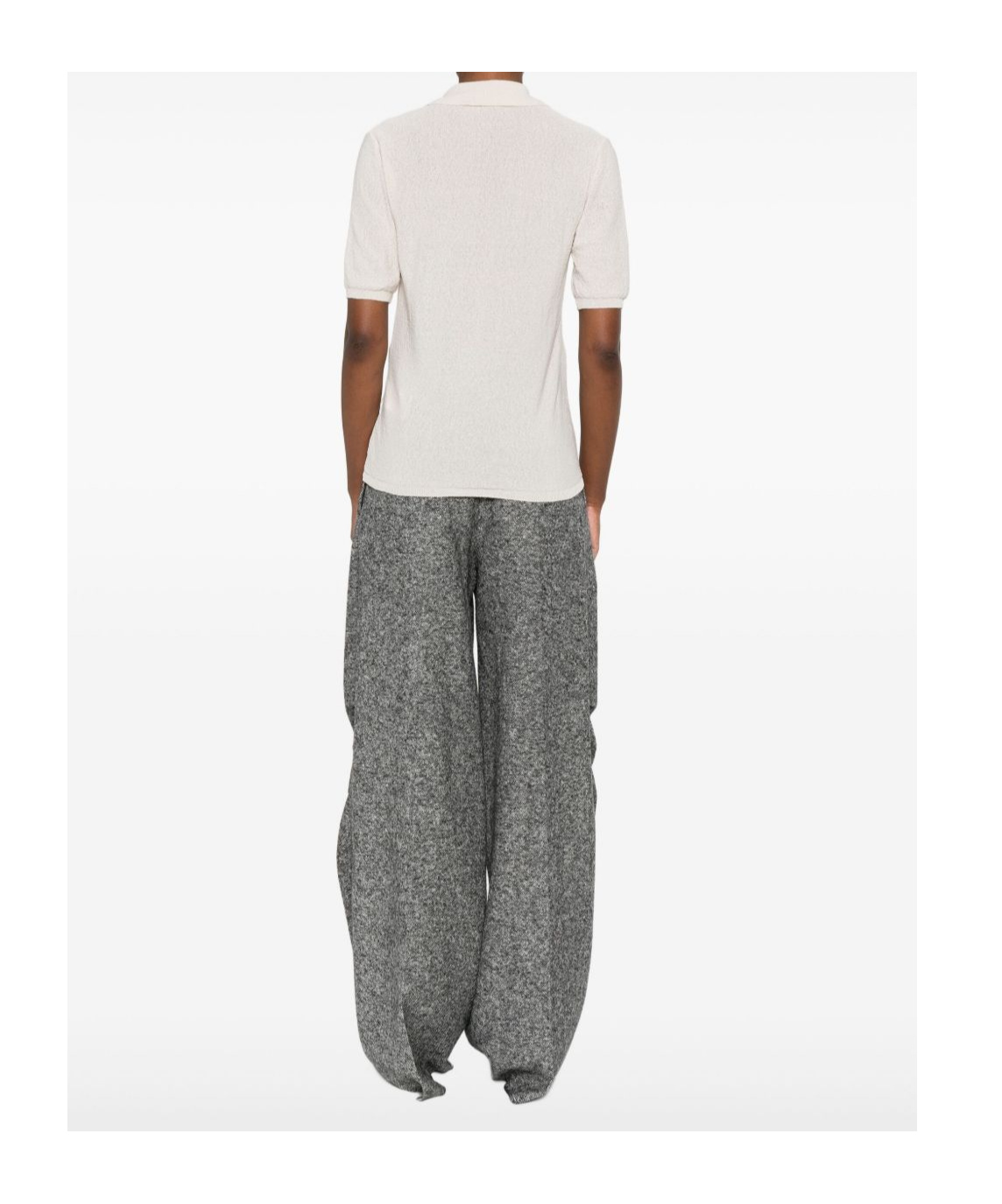 Max Mara Short Sleeve Collared Knitwear V-neck In Neutral